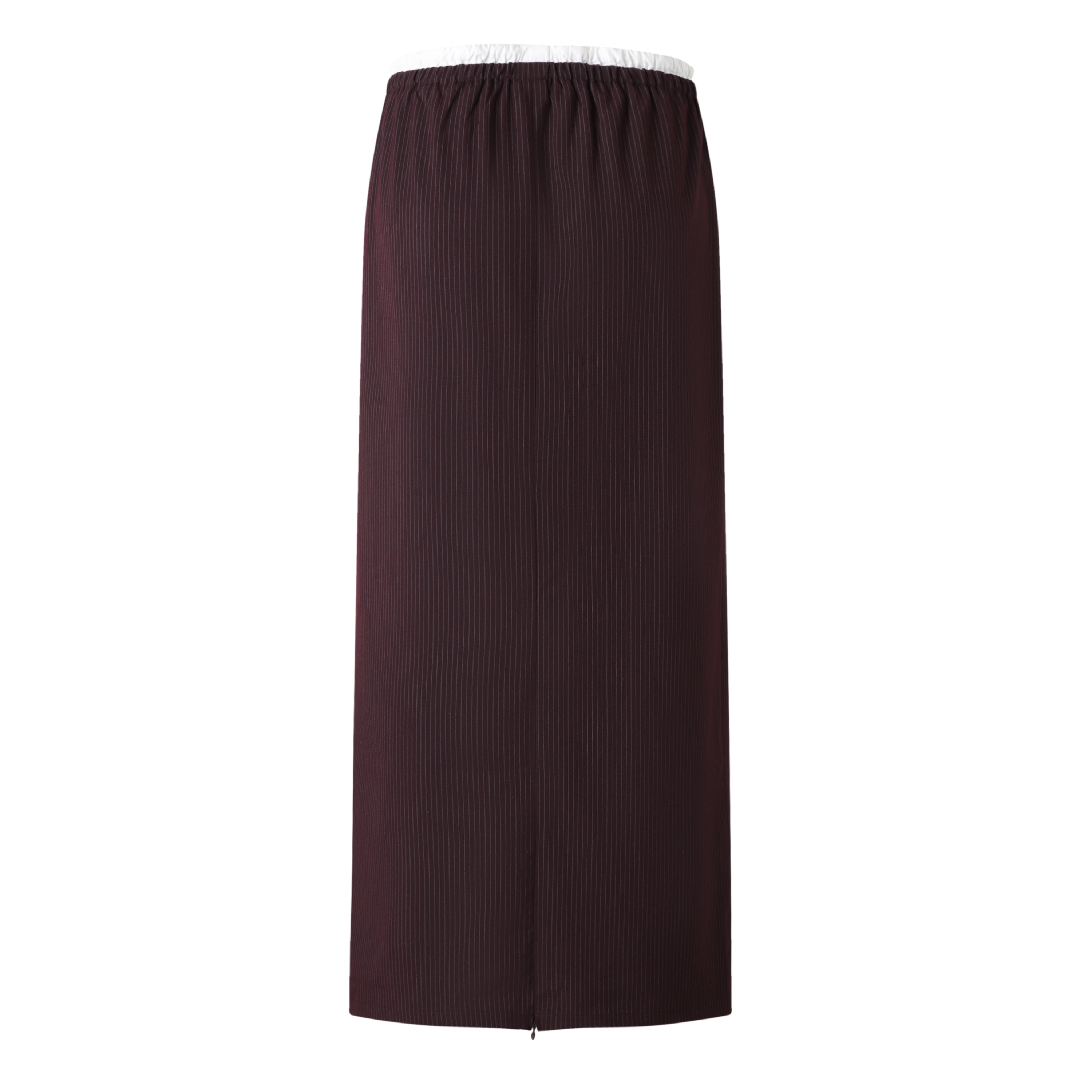 Sylc Designs Womens Burgundy Pinstripe Double Waistband Everyday Skirt