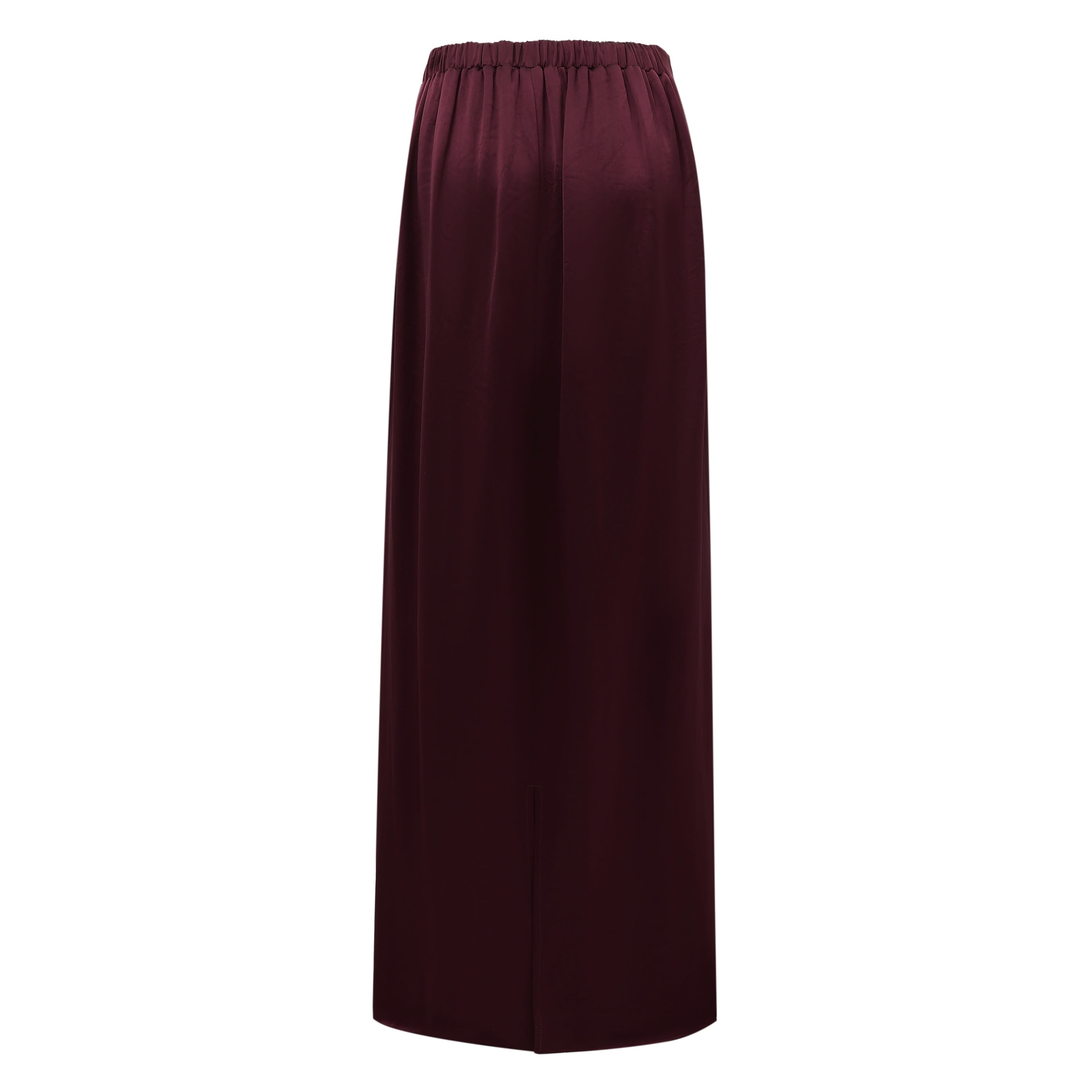 Sylc Designs Womens Cabernet Satin Elastic Maxi Skirt