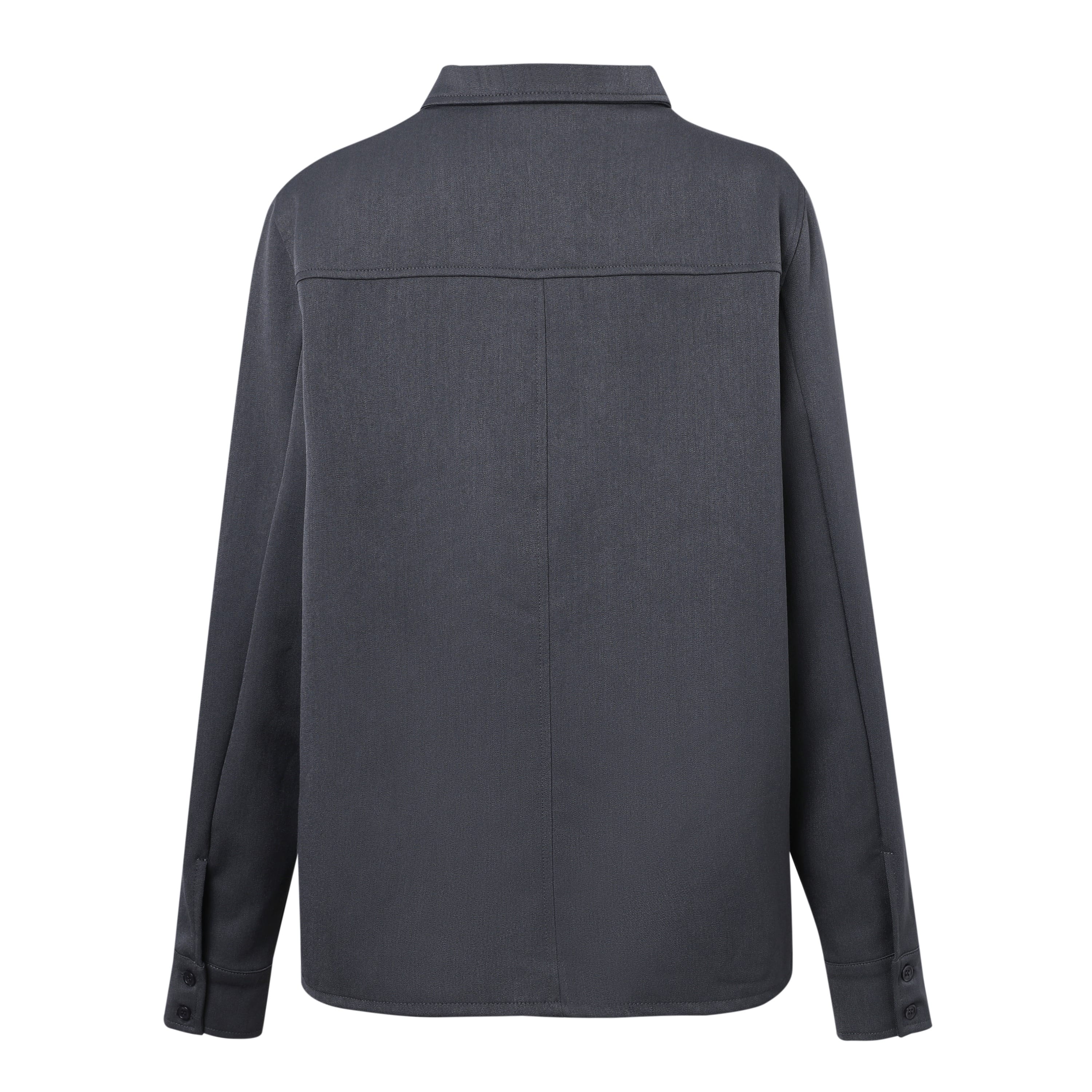 Sylc Designs Womens Charcoal Long Sleeve Button Down