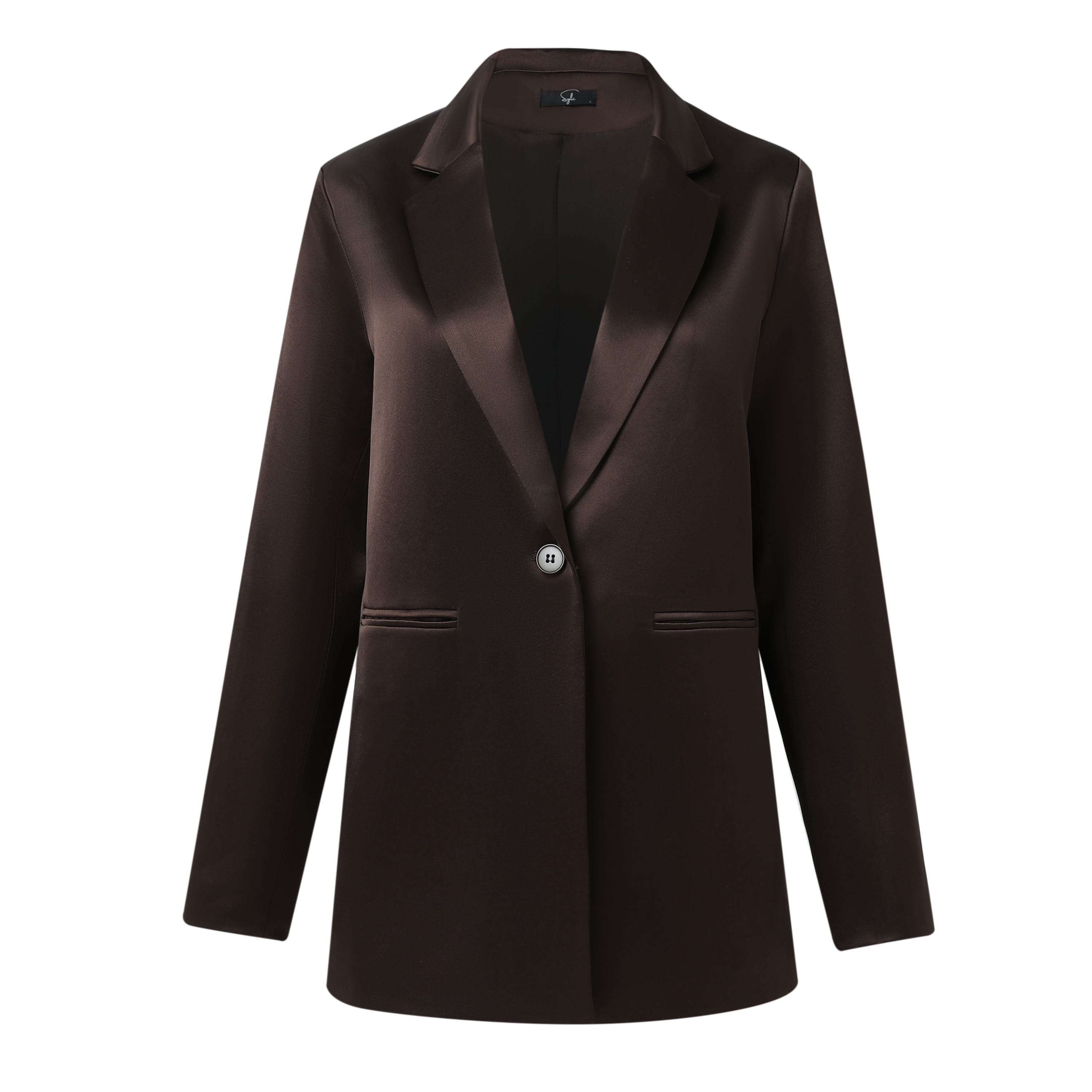 Sylc Designs Womens Chocolate Brown Satin Blazer