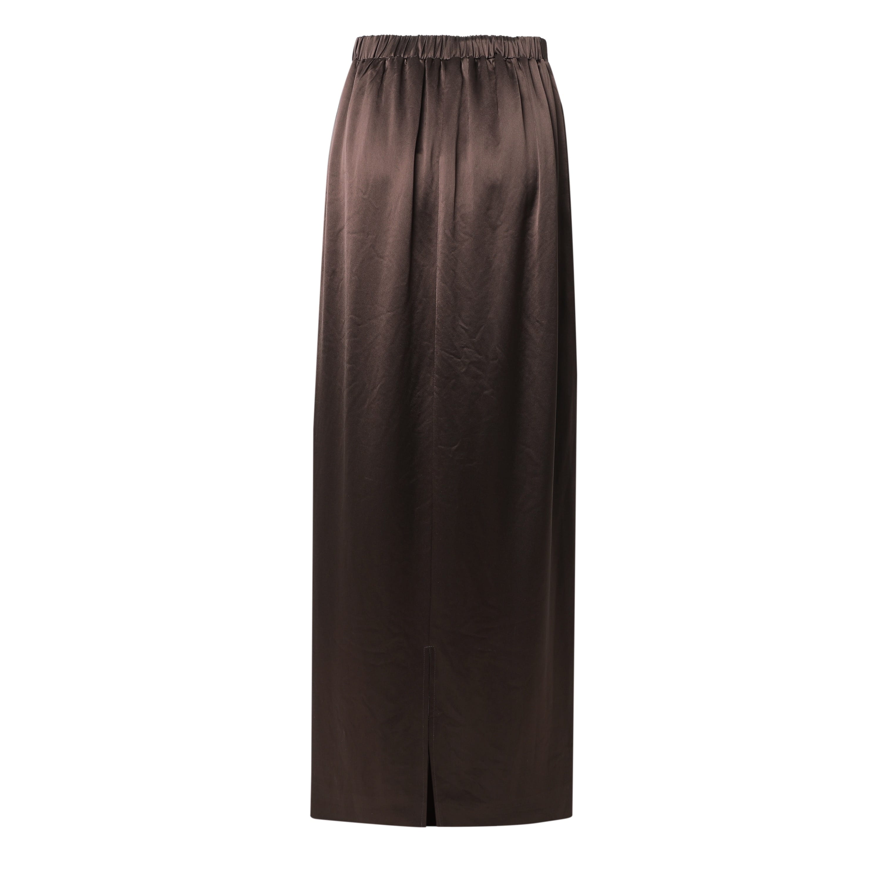Sylc Designs Womens Chocolate Brown Satin Elastic Maxi Skirt