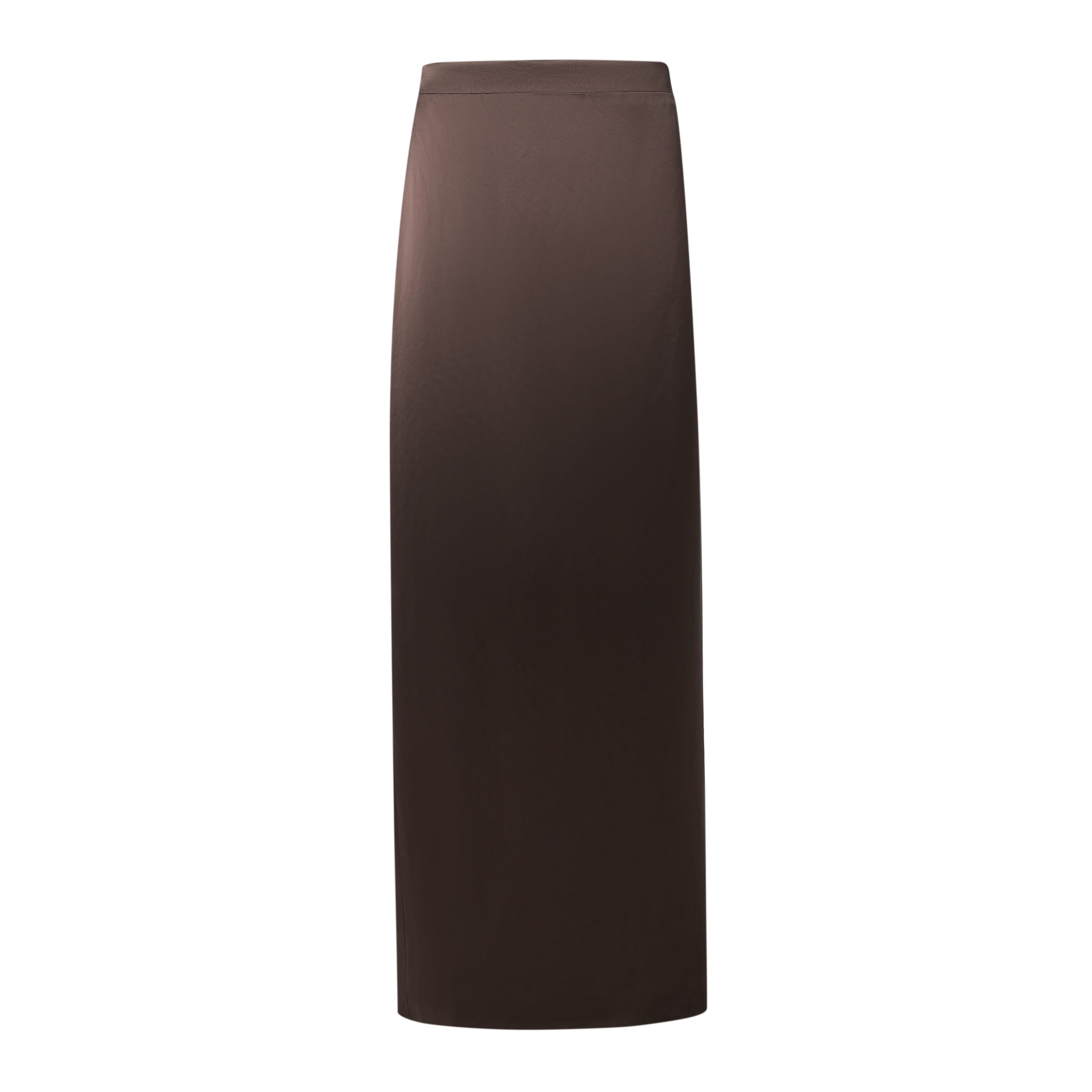 Sylc Designs Womens Chocolate Brown Satin Elastic Maxi Skirt
