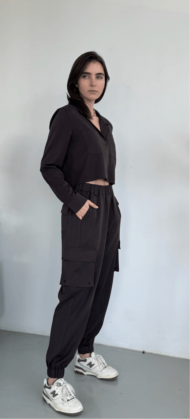 SYLC Designs Womens Dark Brown Cotton Cargo Pants