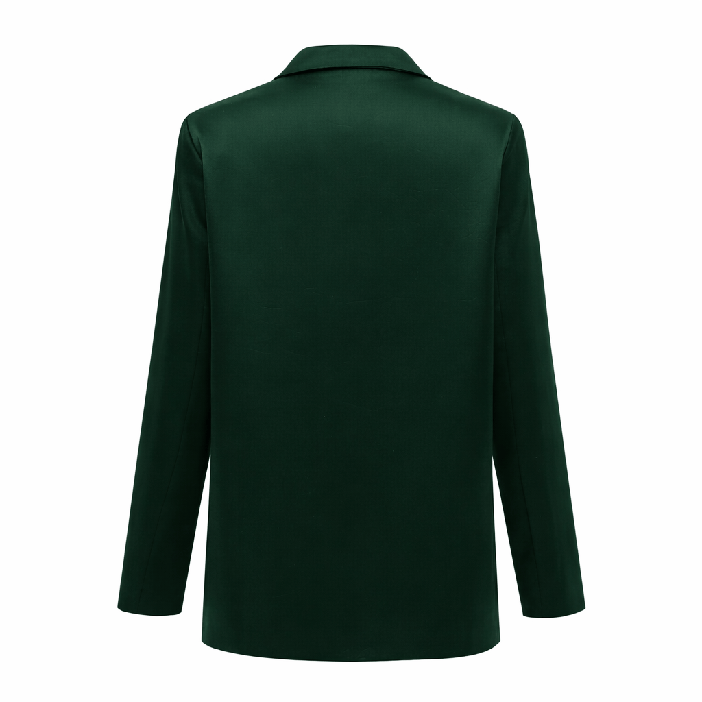 SYLC Designs Womens Deep Green Satin Blazer