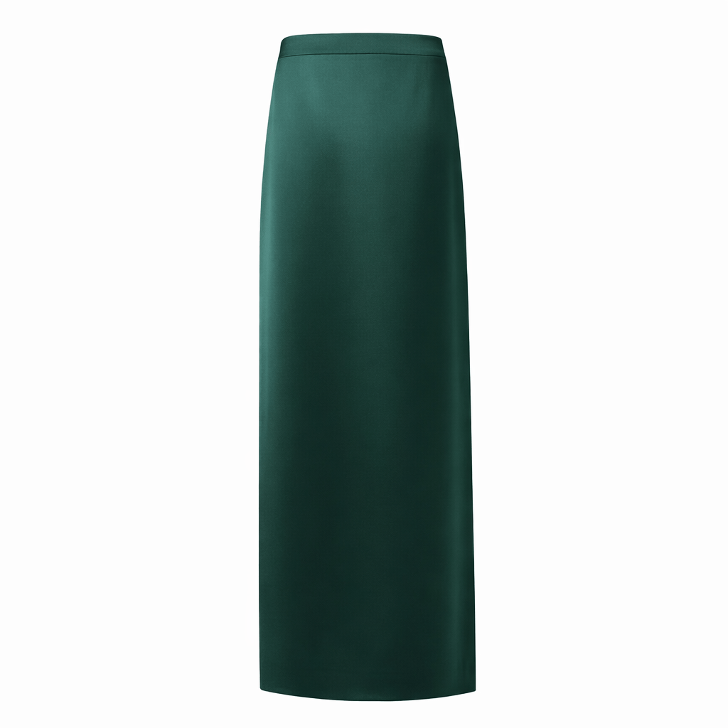 Sylc Designs Womens Deep Green Satin Elastic Maxi Skirt