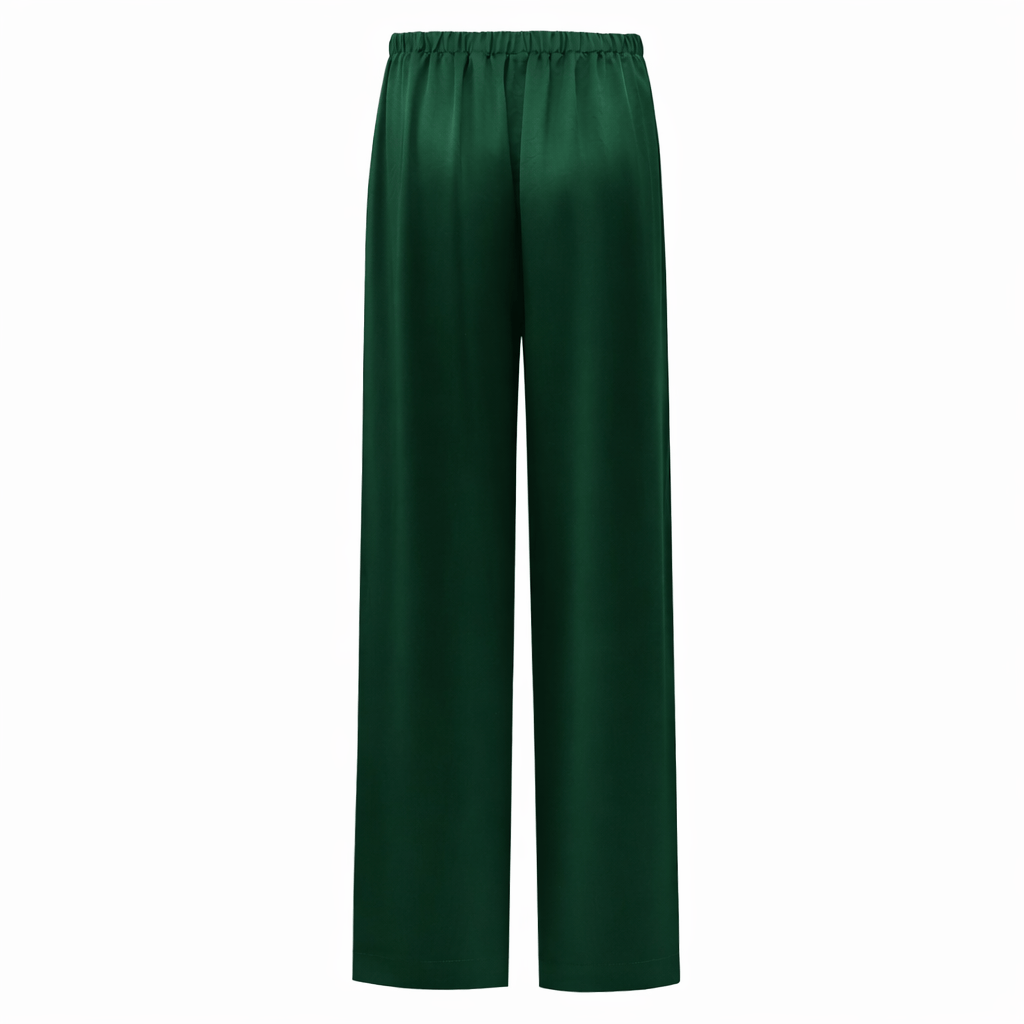 Sylc Designs Womens Deep Green Satin Pants