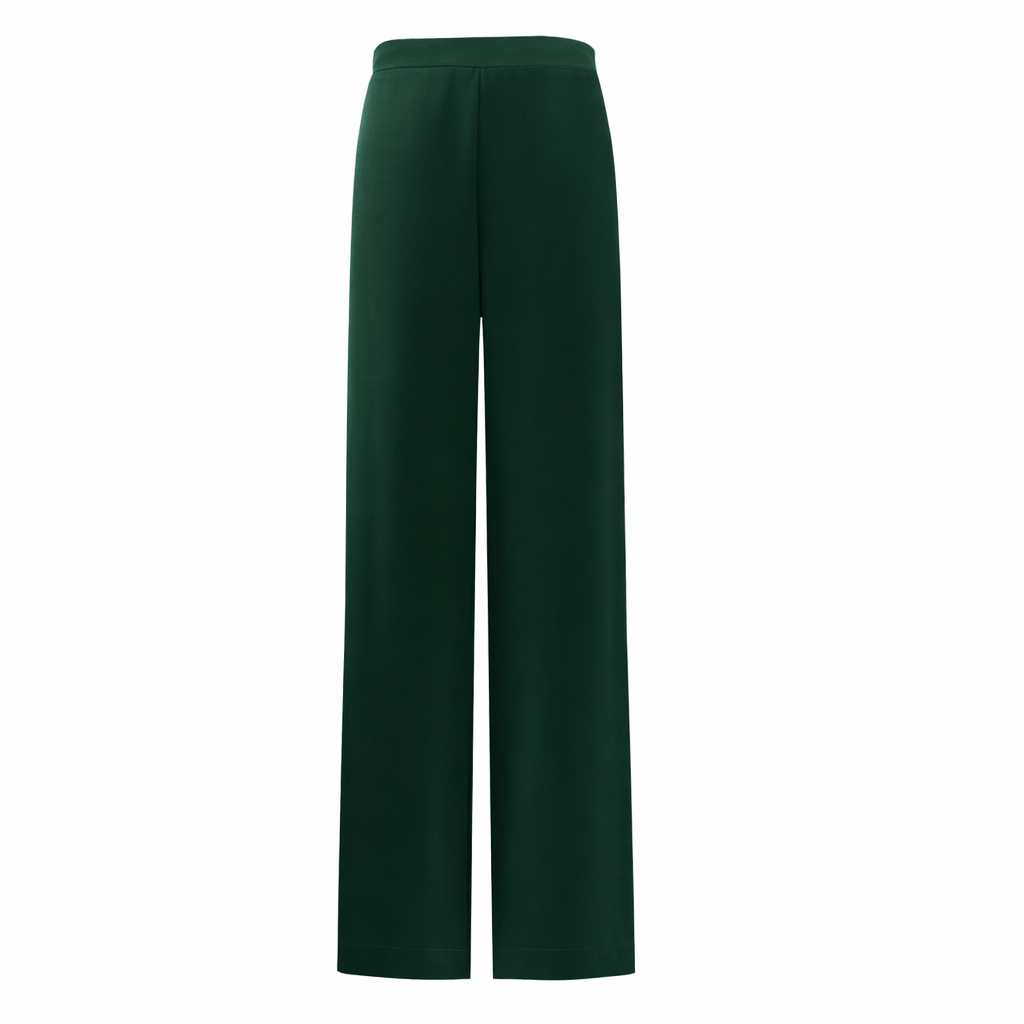 Sylc Designs Womens Deep Green Satin Pants