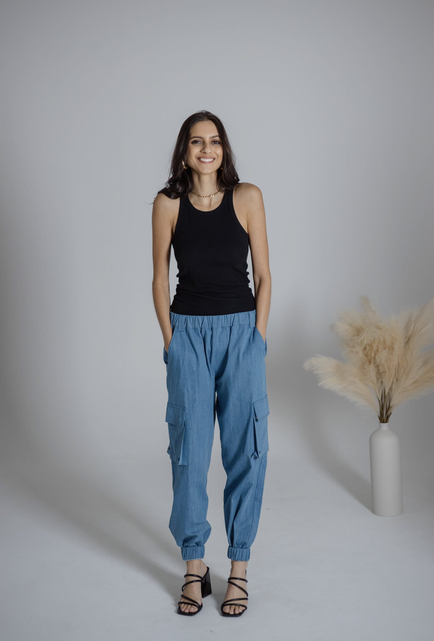Sylc Designs Womens Denim Cargo Pants