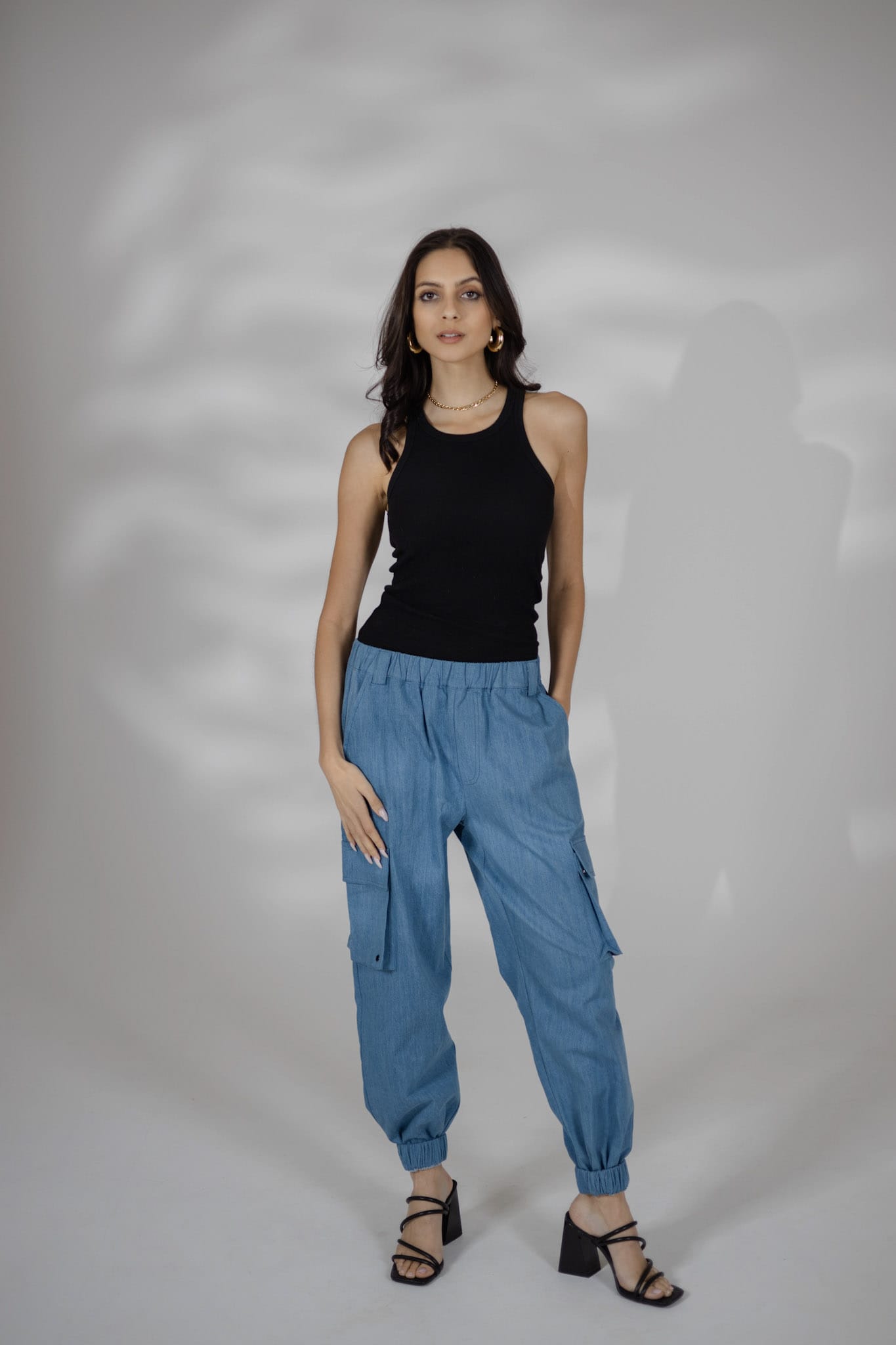 Sylc Designs Womens Denim Cargo Pants
