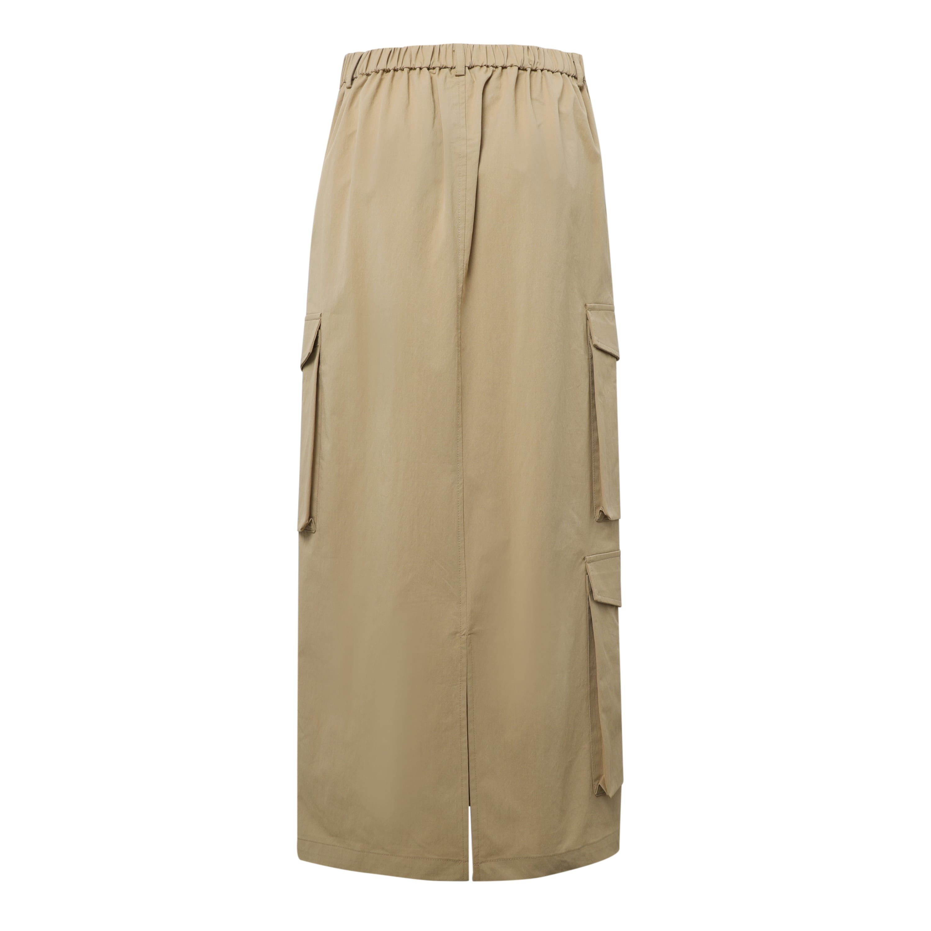 SYLC Designs Womens Khaki Nylon Cargo Maxi Skirt