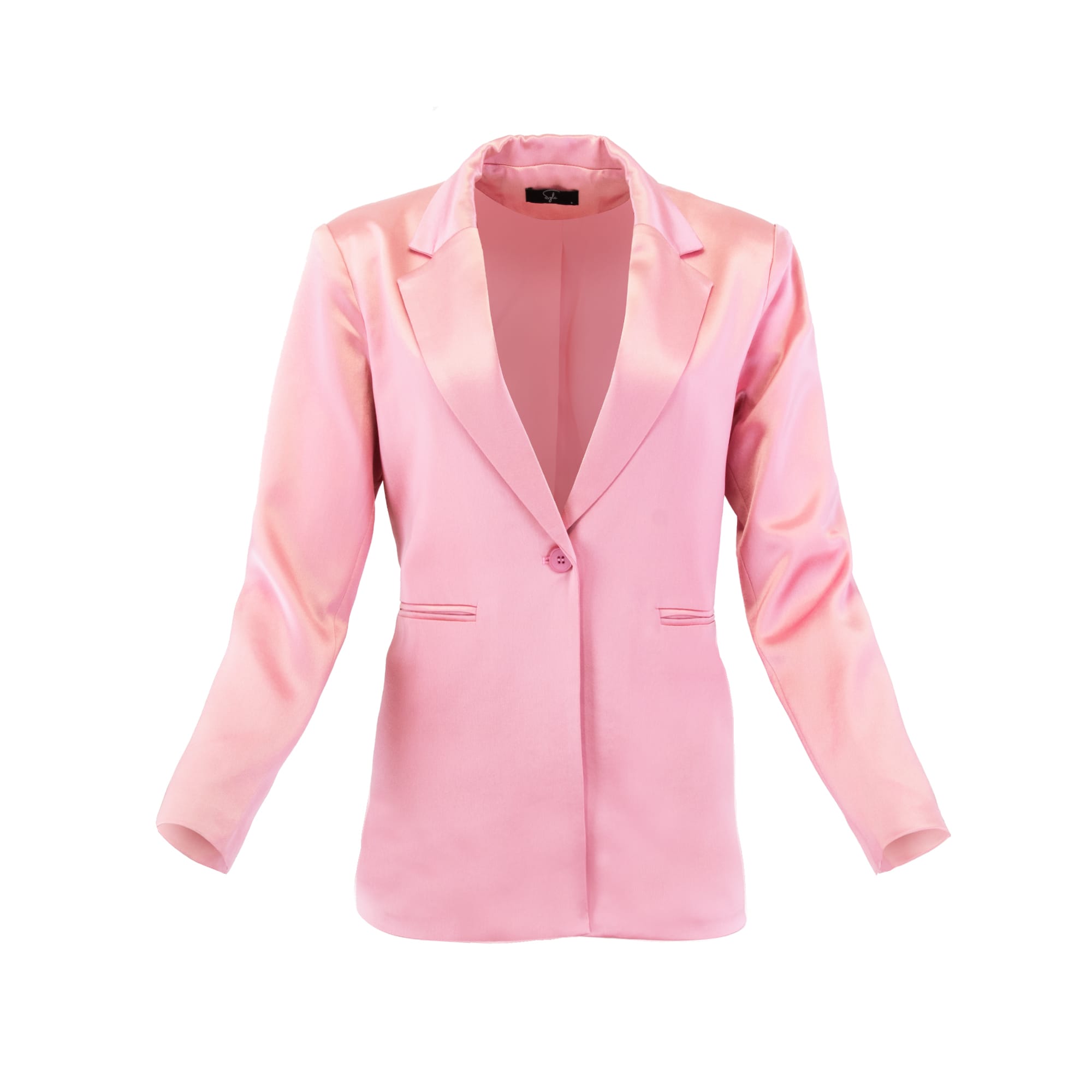 Sylc Designs Womens Light Pink Satin Blazer
