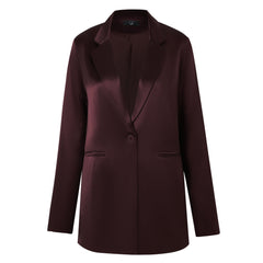 Sylc Designs Womens Merlot Satin Blazer