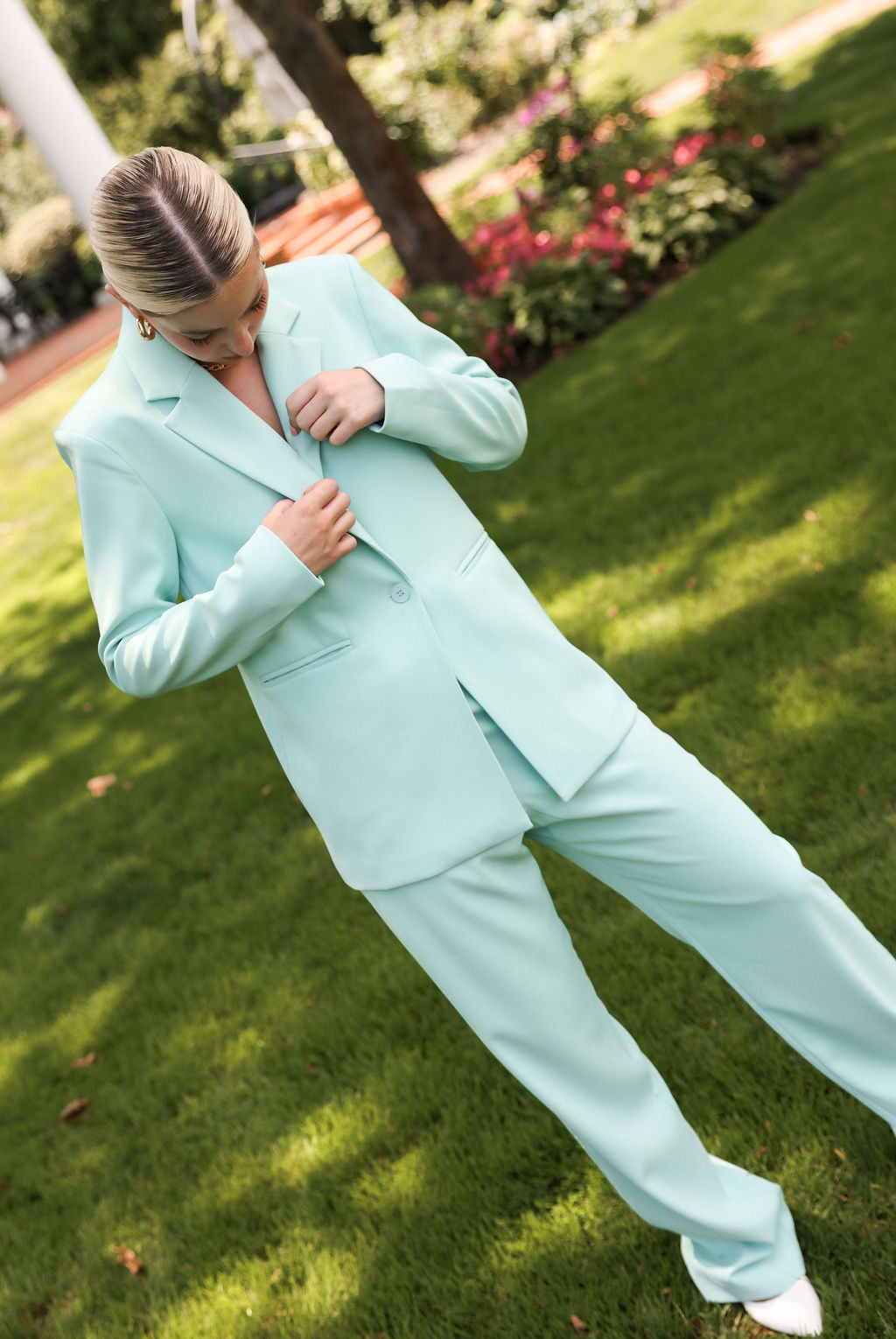 SYLC Designs Womens Mint Suiting Blazer
