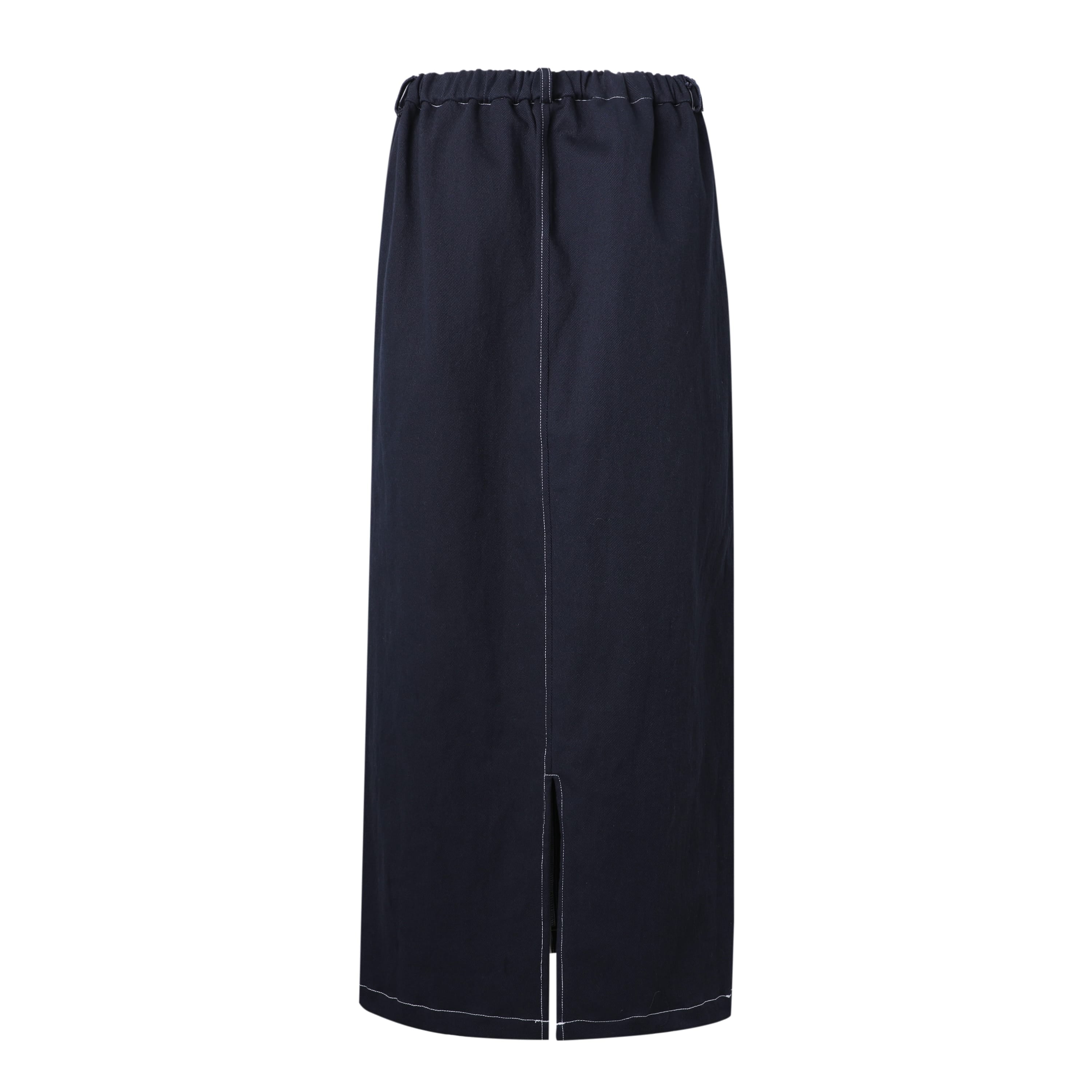 Sylc Designs Womens Navy Denim Elastic Maxi Skirt