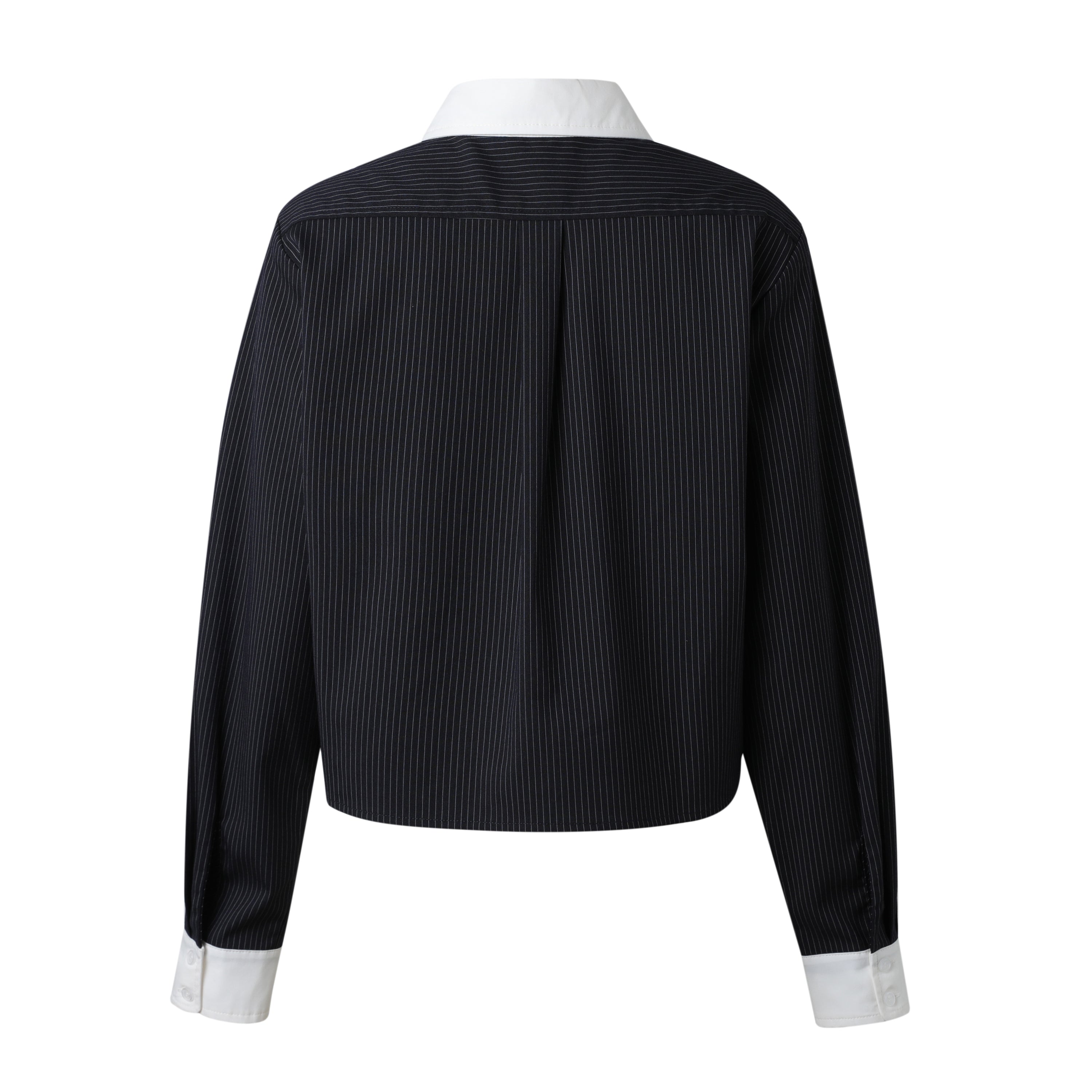 SYLC Designs Womens Navy Pinstripe Button Down