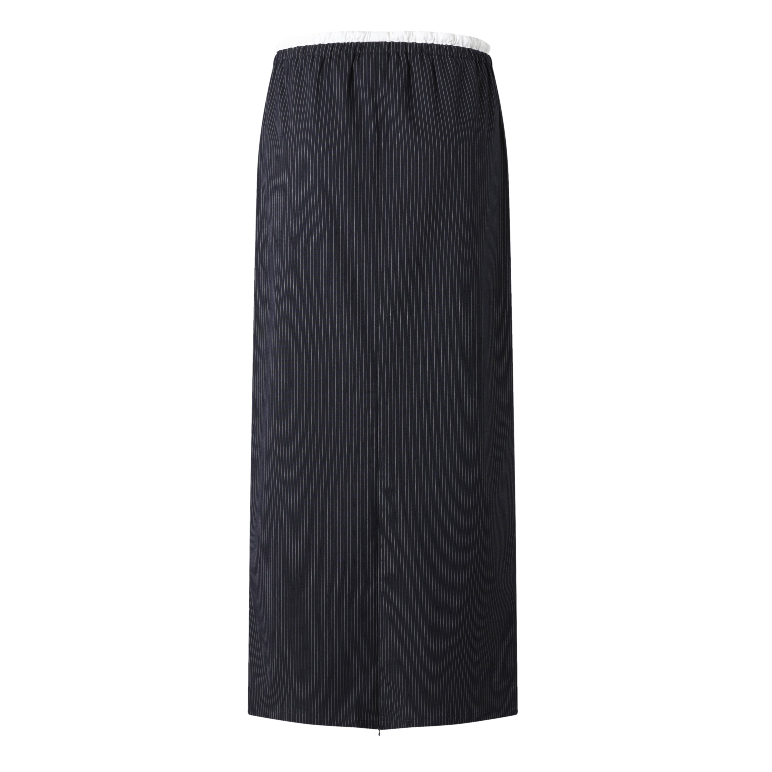Sylc Designs Womens Navy Pinstripe Double Waistband Everyday Skirt