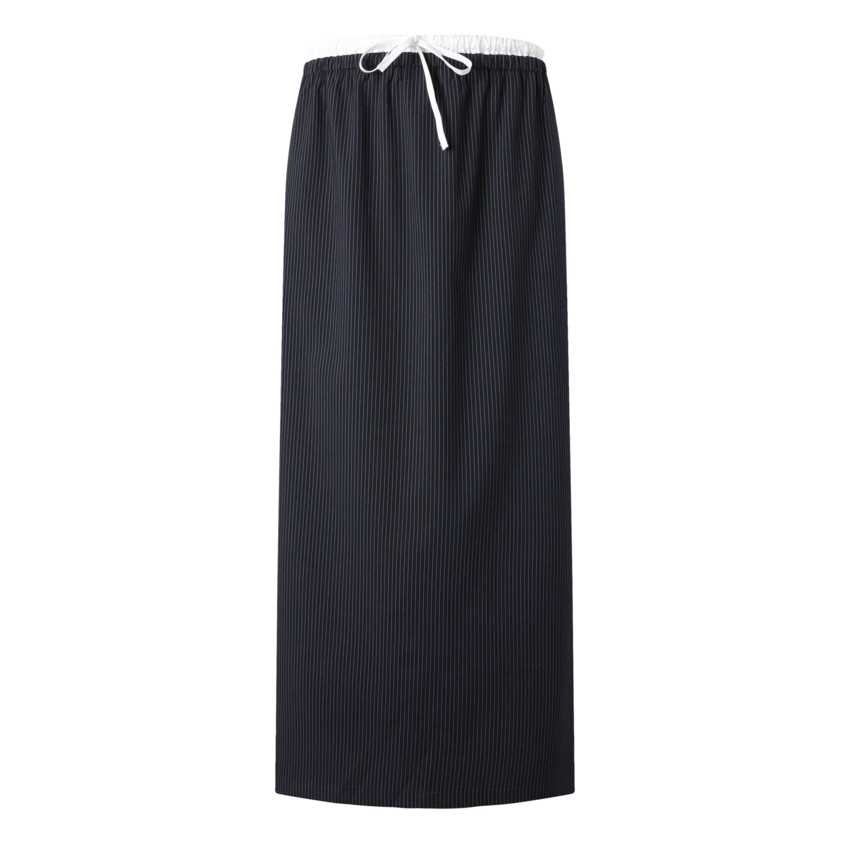 Sylc Designs Womens Navy Pinstripe Double Waistband Everyday Skirt