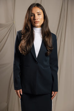 SYLC Designs Womens Navy Suiting Blazer