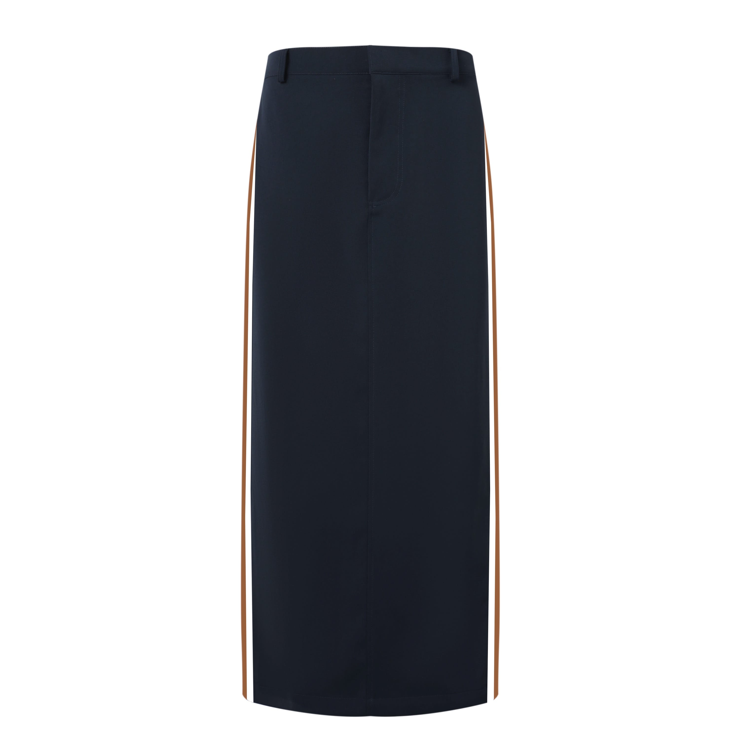 SYLC Designs Womens Navy Suiting Stripe Maxi Skirt