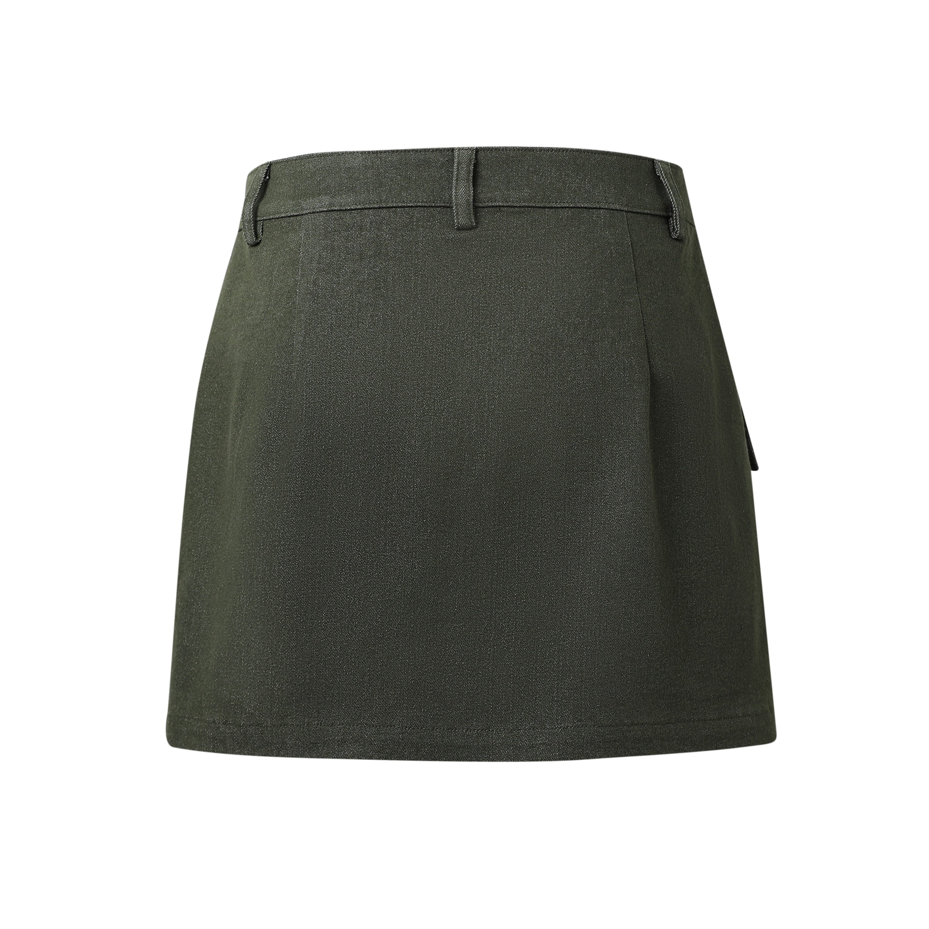 Sylc Designs Womens Olive Green Denim Cargo Mini Skirt