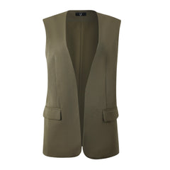 SYLC Designs Womens Olive Green Long Textured Vest