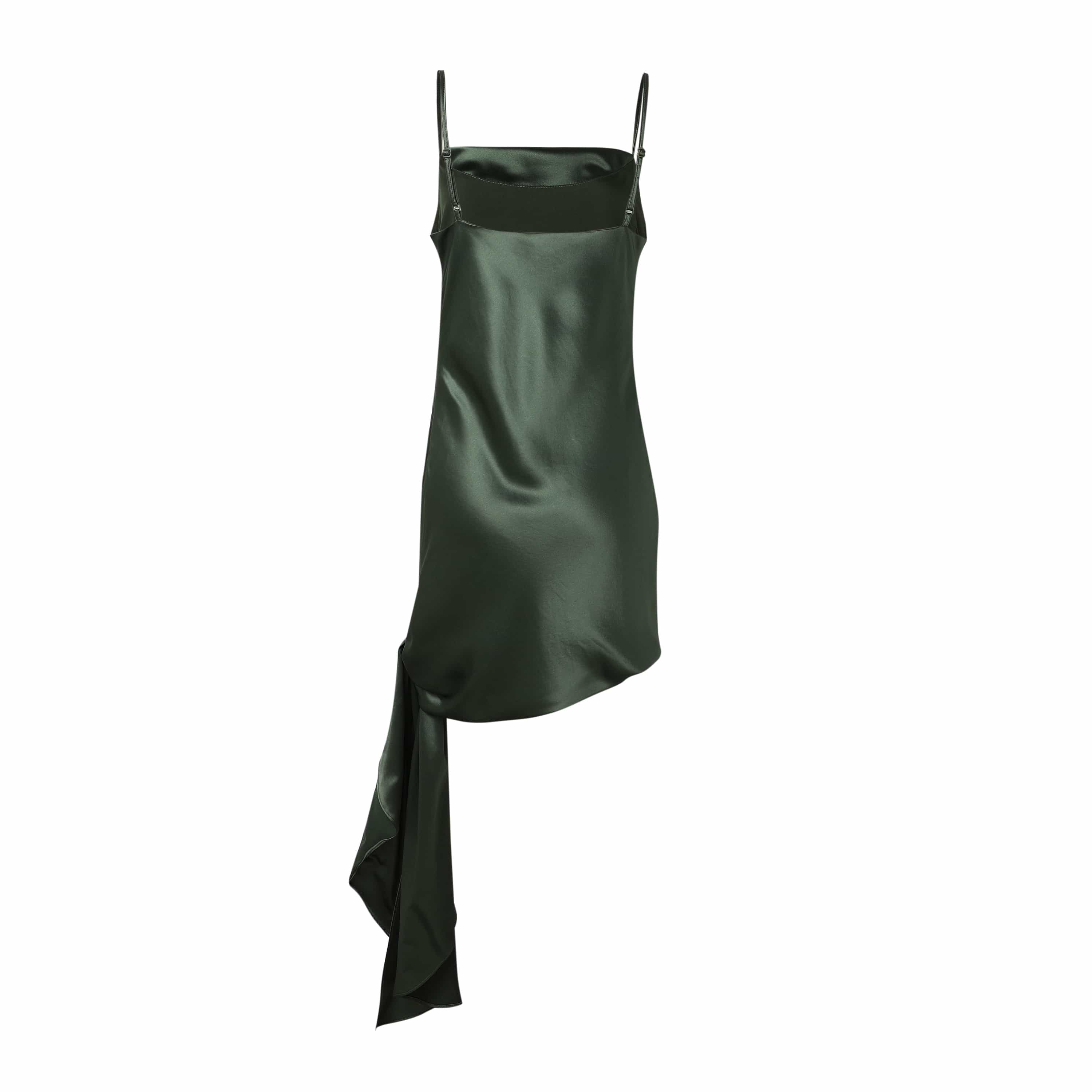 Sylc Designs Womens Olive Green Satin Knot Slip Dress