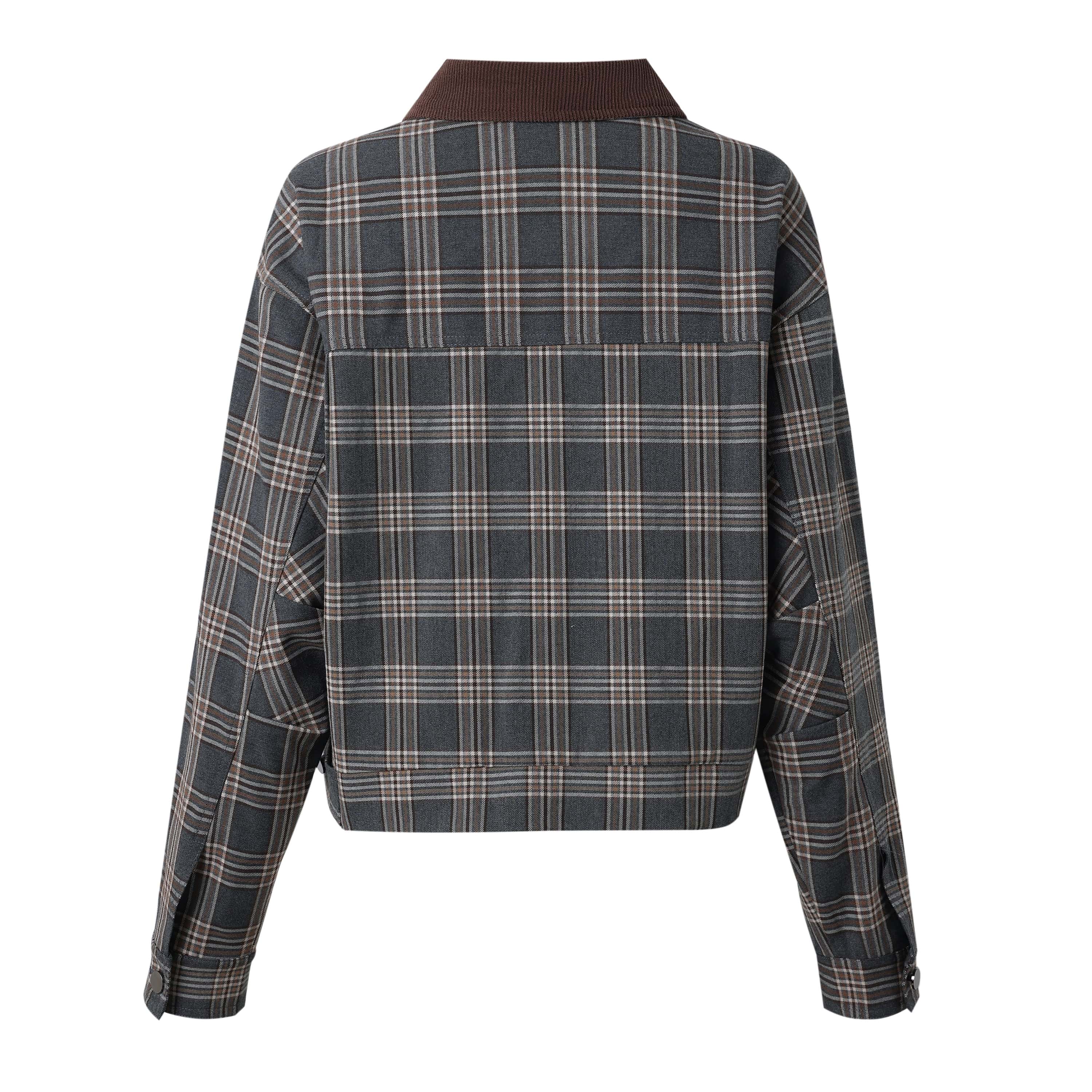 SYLC Designs Womens Plaid Cropped Jacket