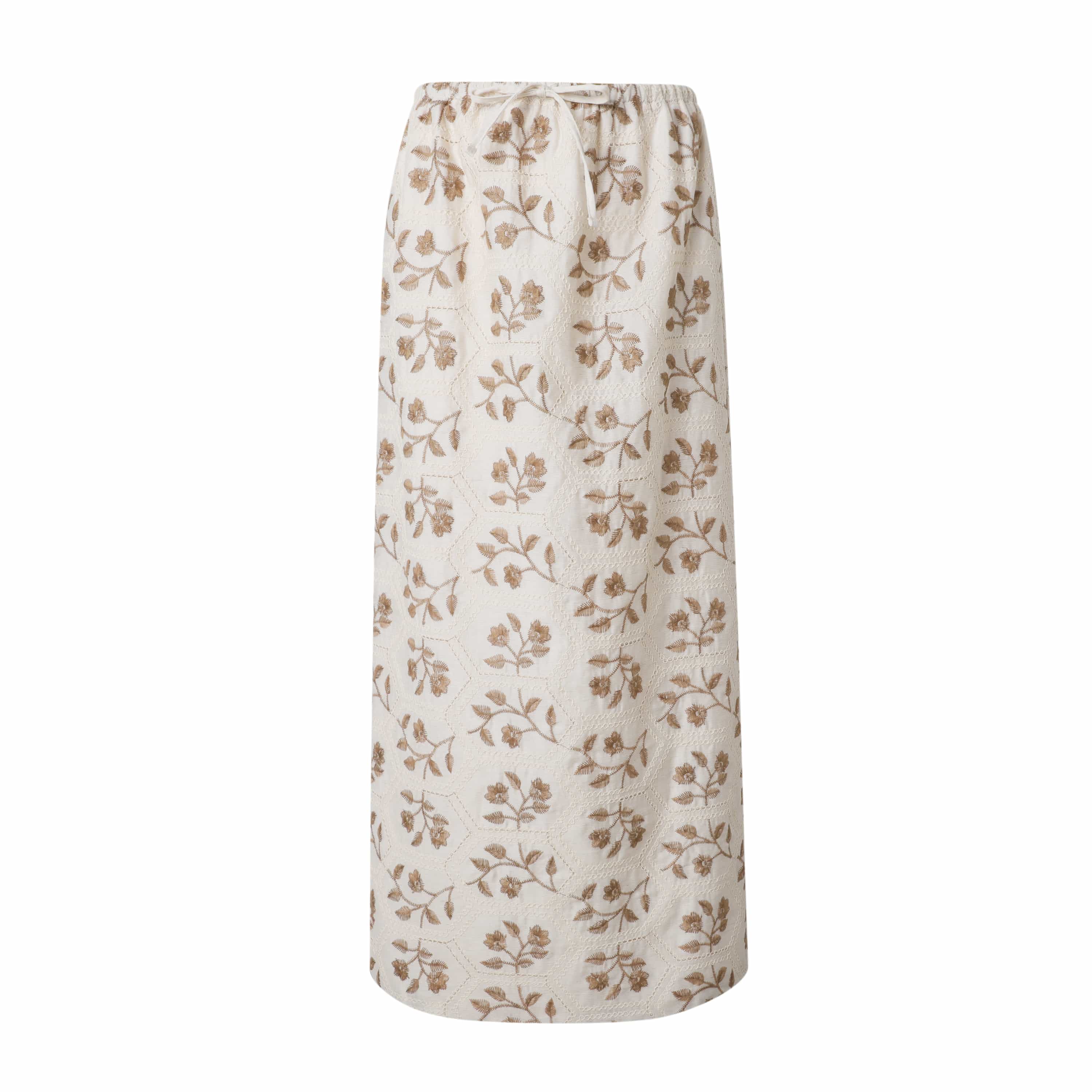 Sylc Designs Womens Printed Linen Elastic Beach Maxi Skirt