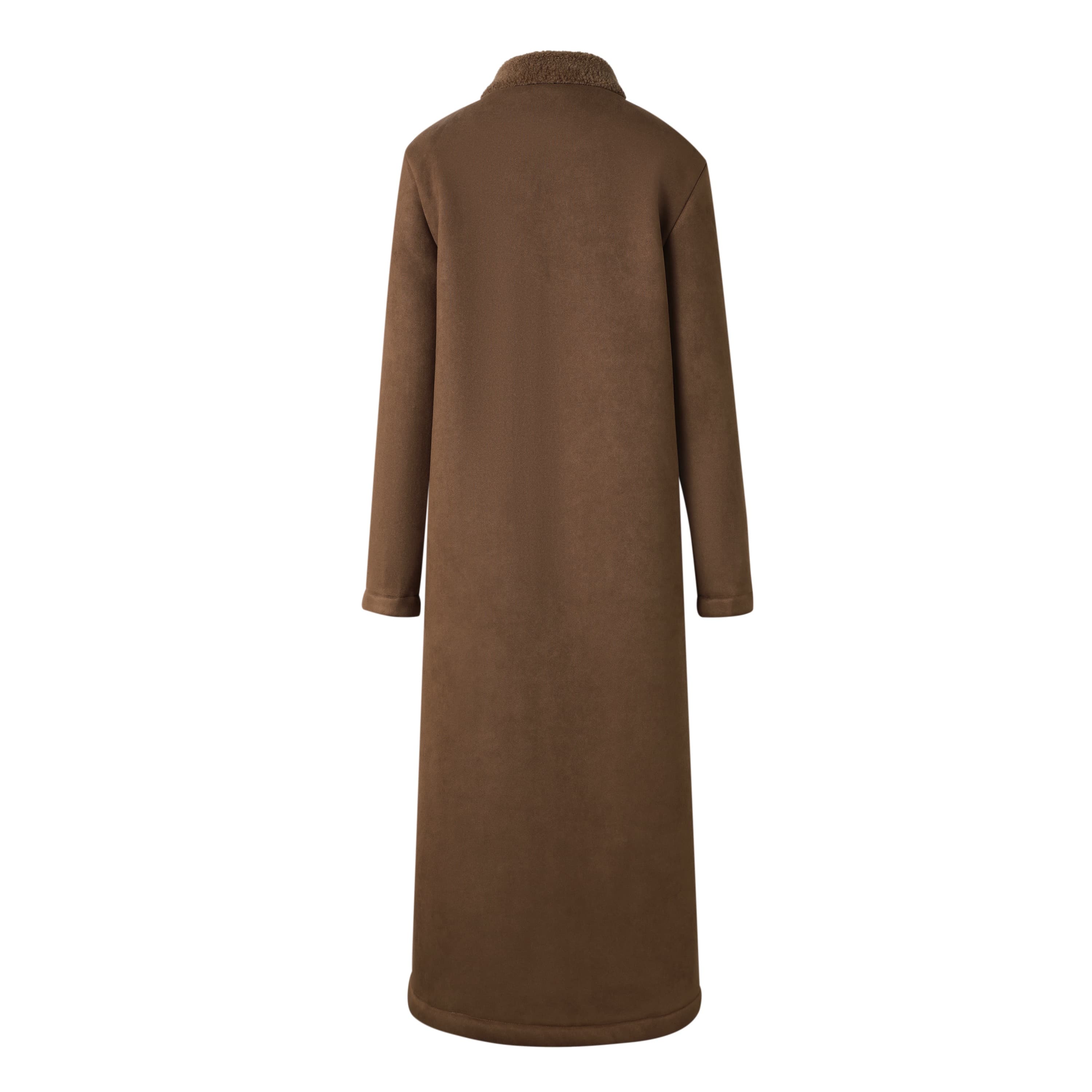 SYLC Designs Womens Suede Shearling Trench Coat