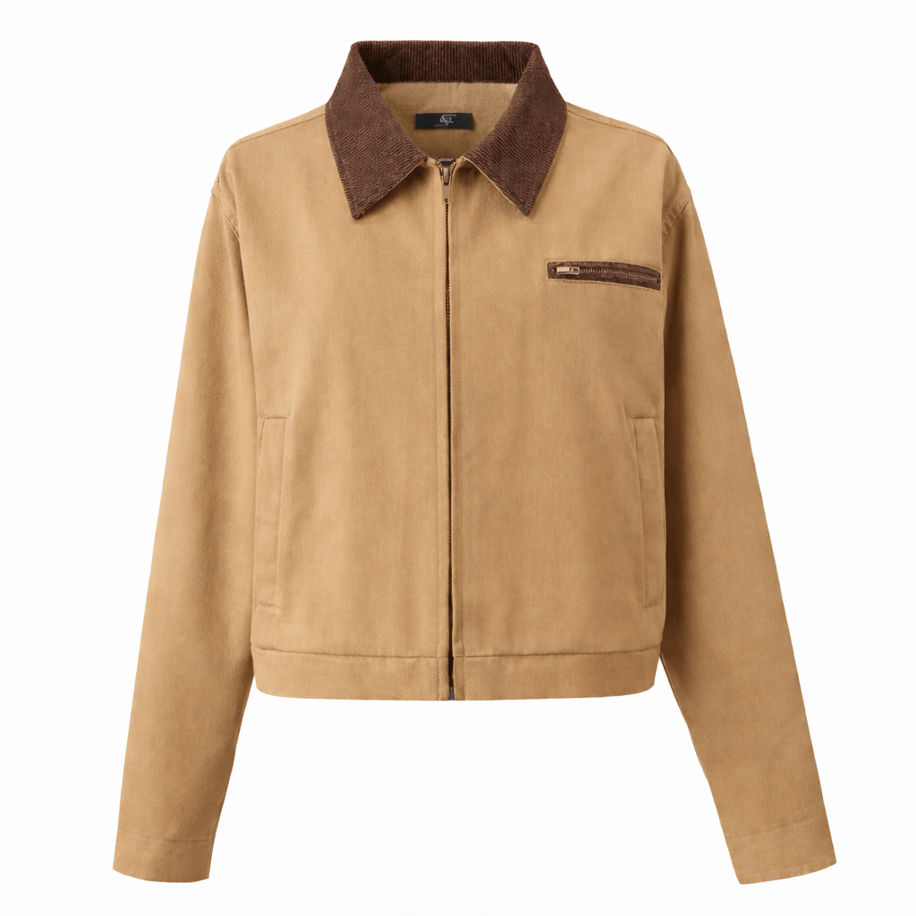 SYLC Designs Womens Tan Canvas Cropped Jacket