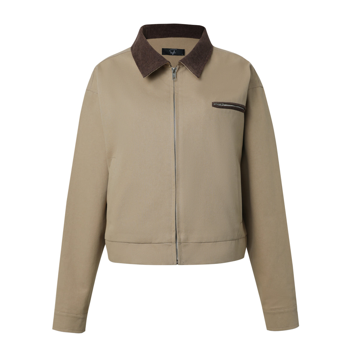 SYLC Designs Womens Tan Canvas Cropped Jacket