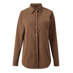 SYLC Designs Womens Tan Corduroy Button Down Shirt