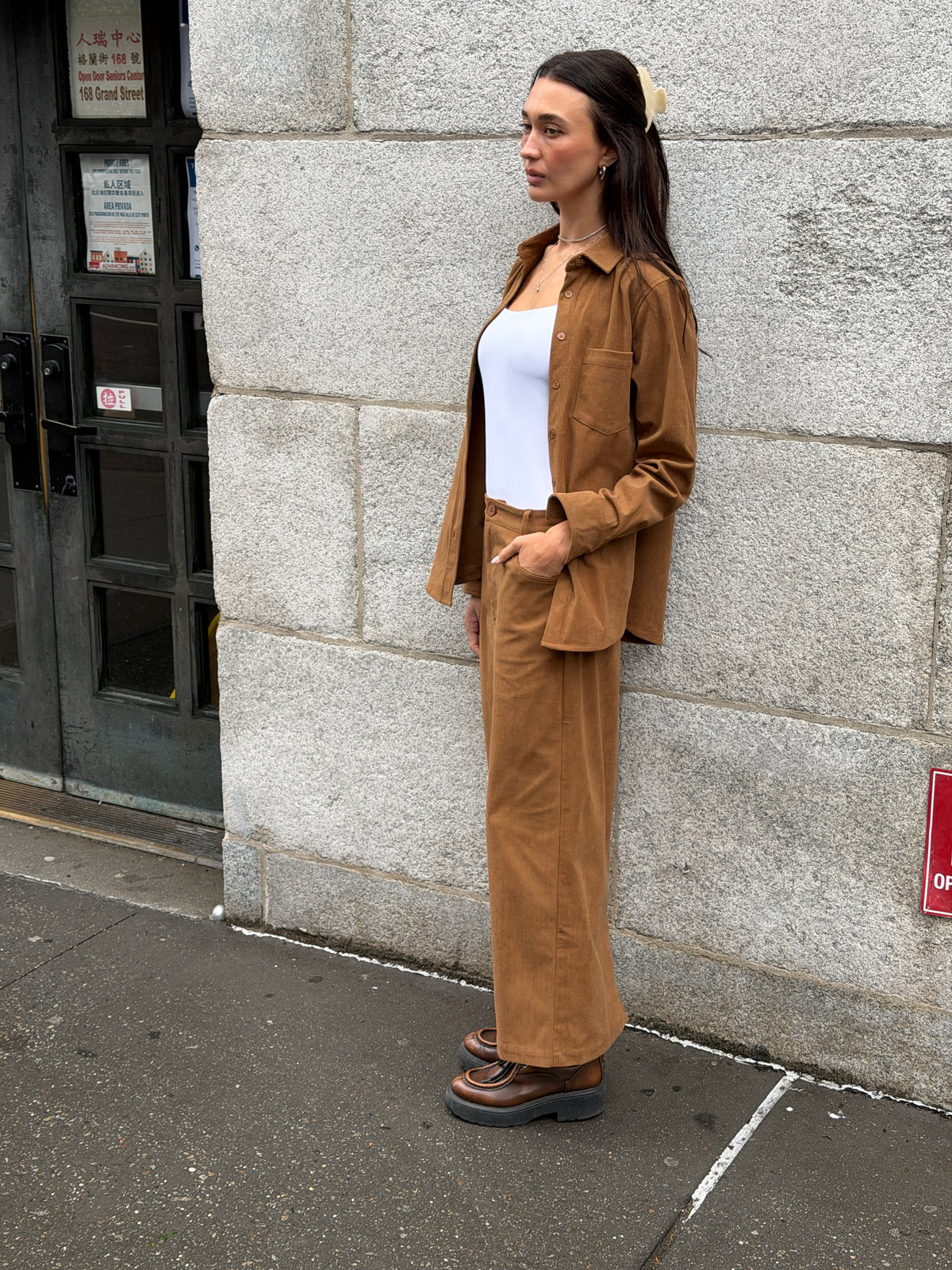 Sylc Designs Womens Tan Corduroy Maxi Skirt