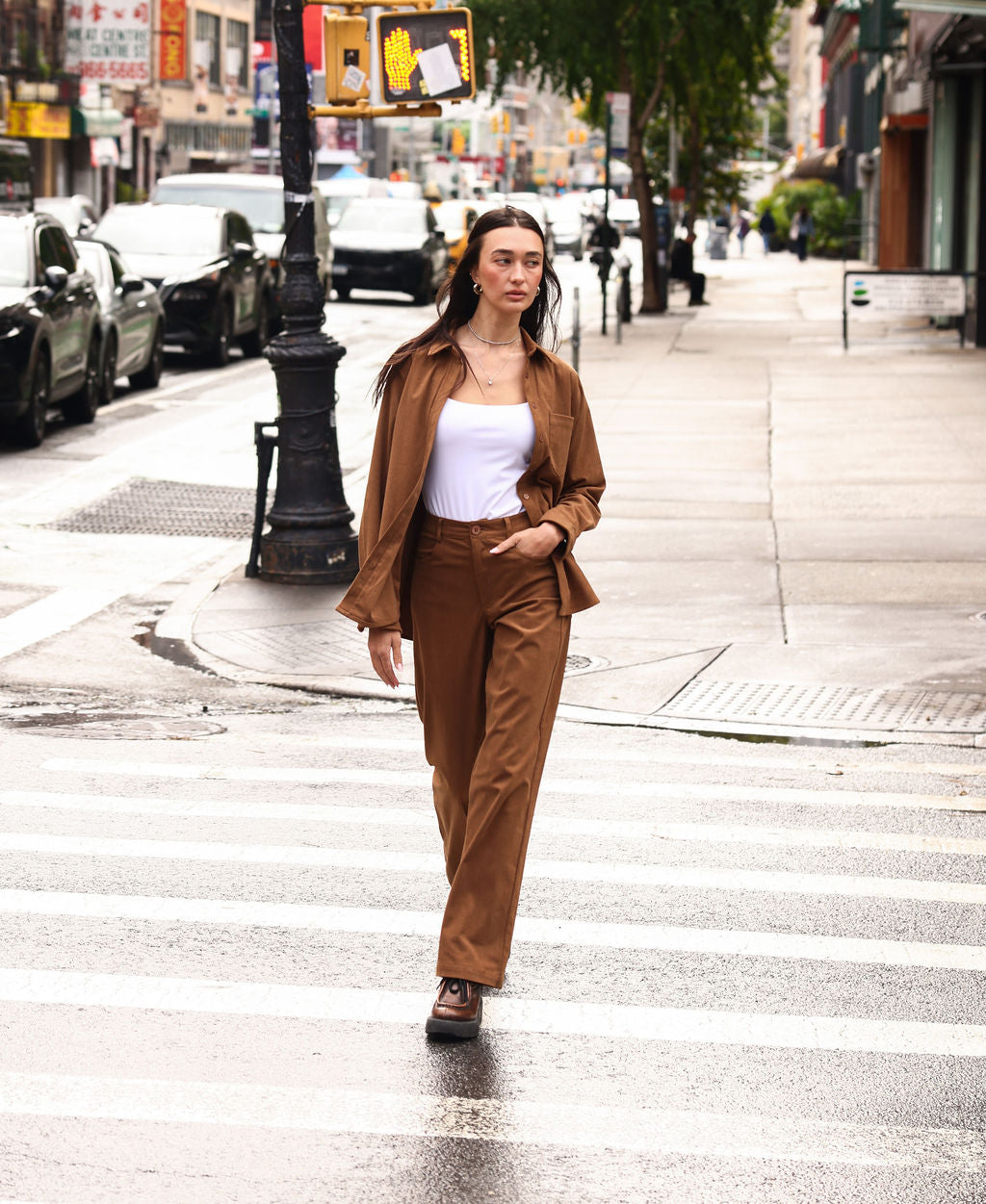 SYLC Designs Womens Tan Corduroy Trousers