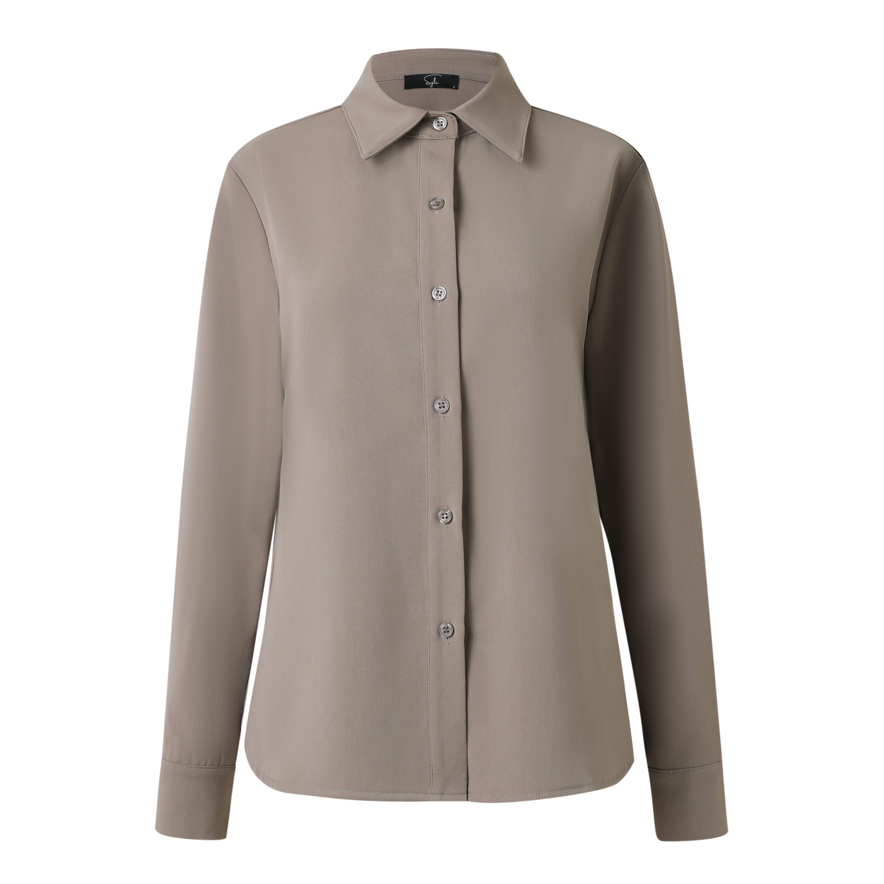 Sylc Designs Womens Taupe Suiting Button Down