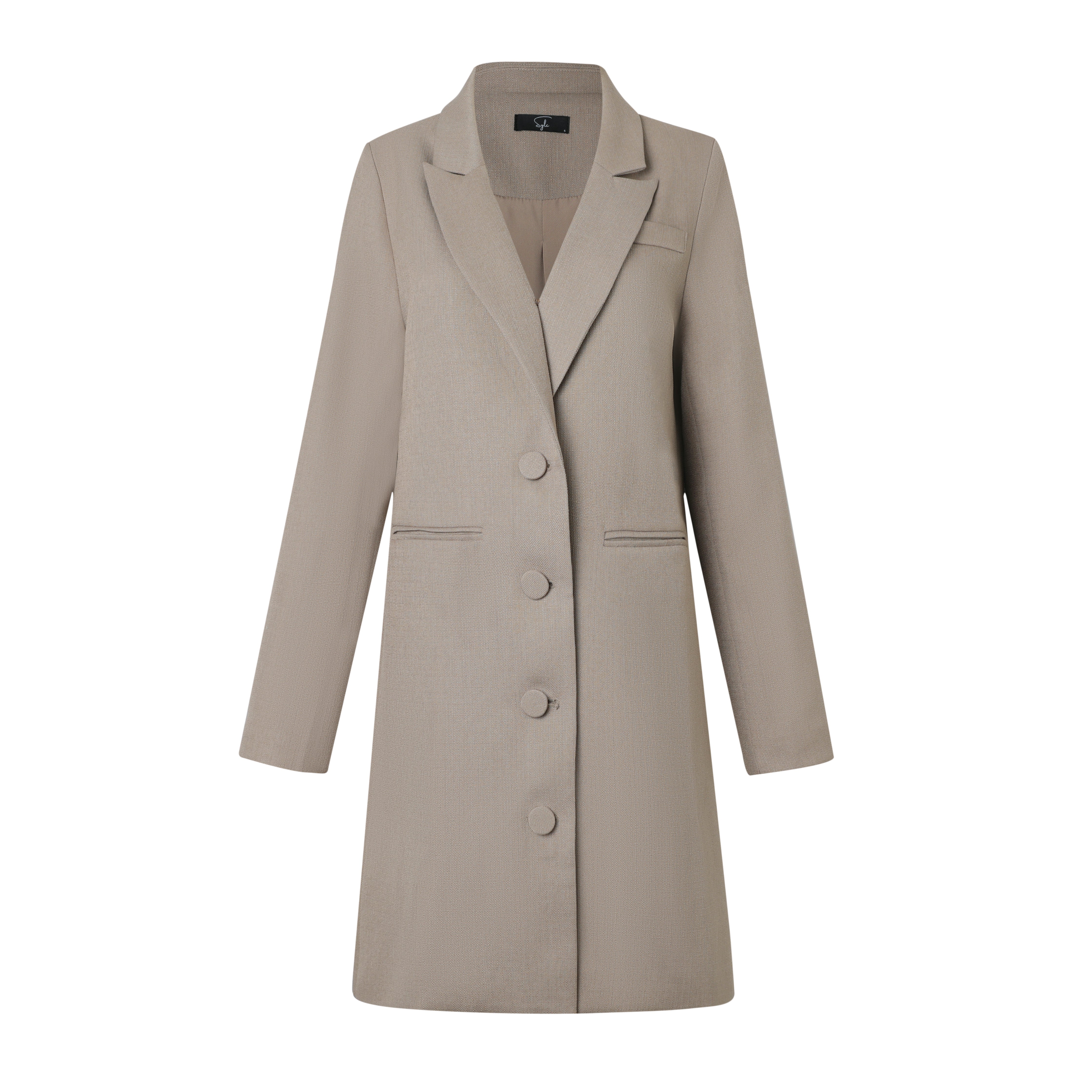 SYLC Designs Womens Taupe Tweed Blazer Dress