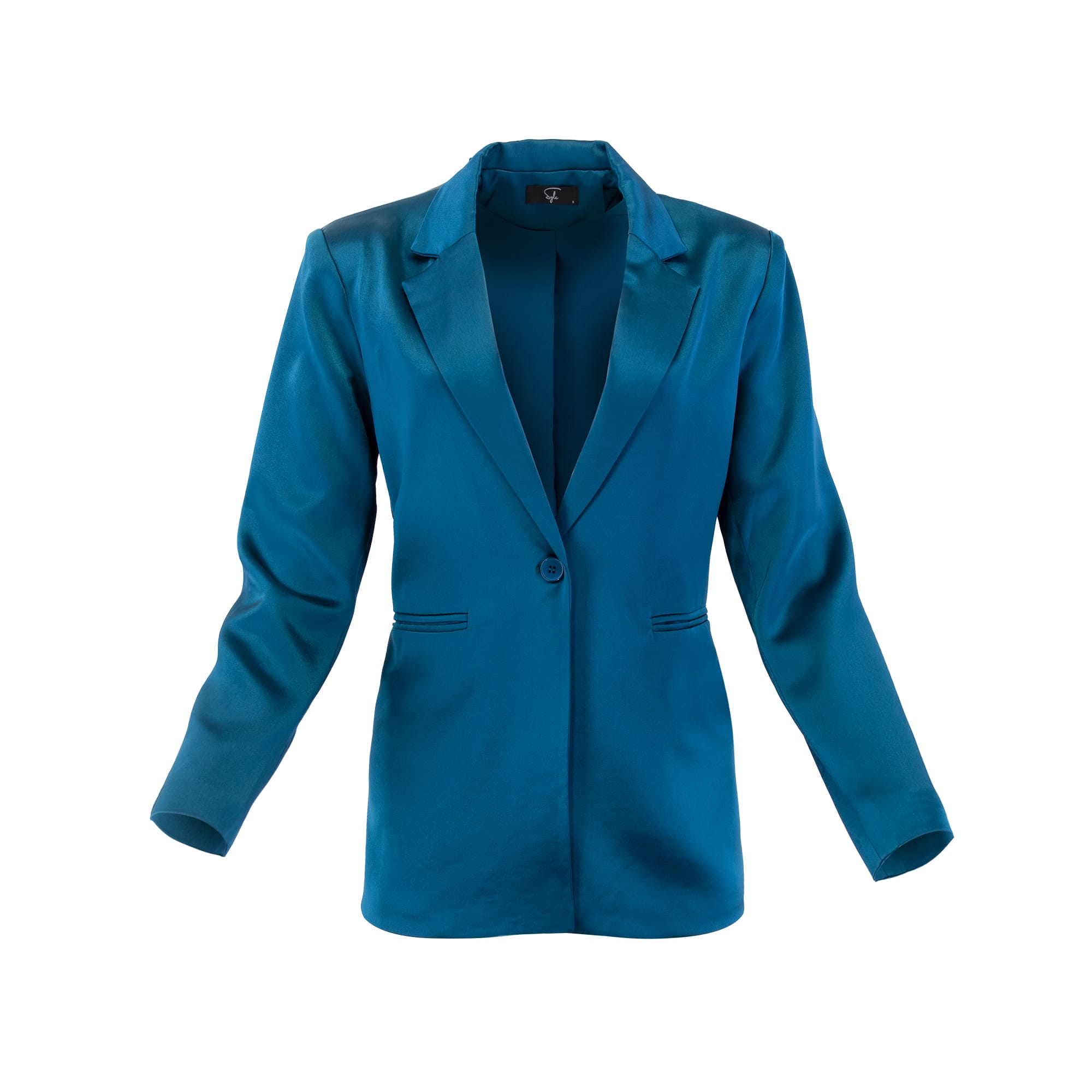 Sylc Designs Womens Teal Satin Blazer