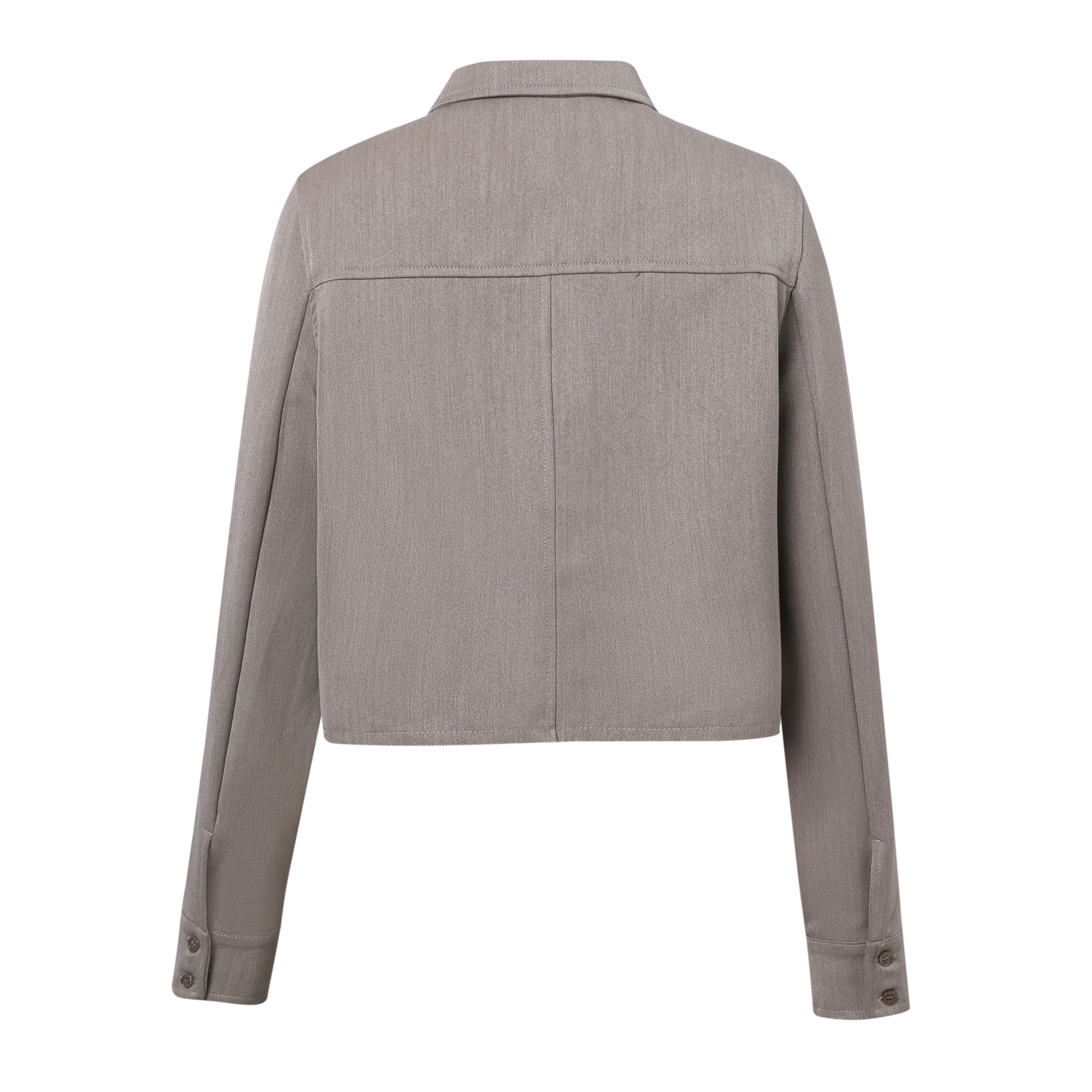 Sylc Designs Womens Truffle Cropped Cotton Button Down