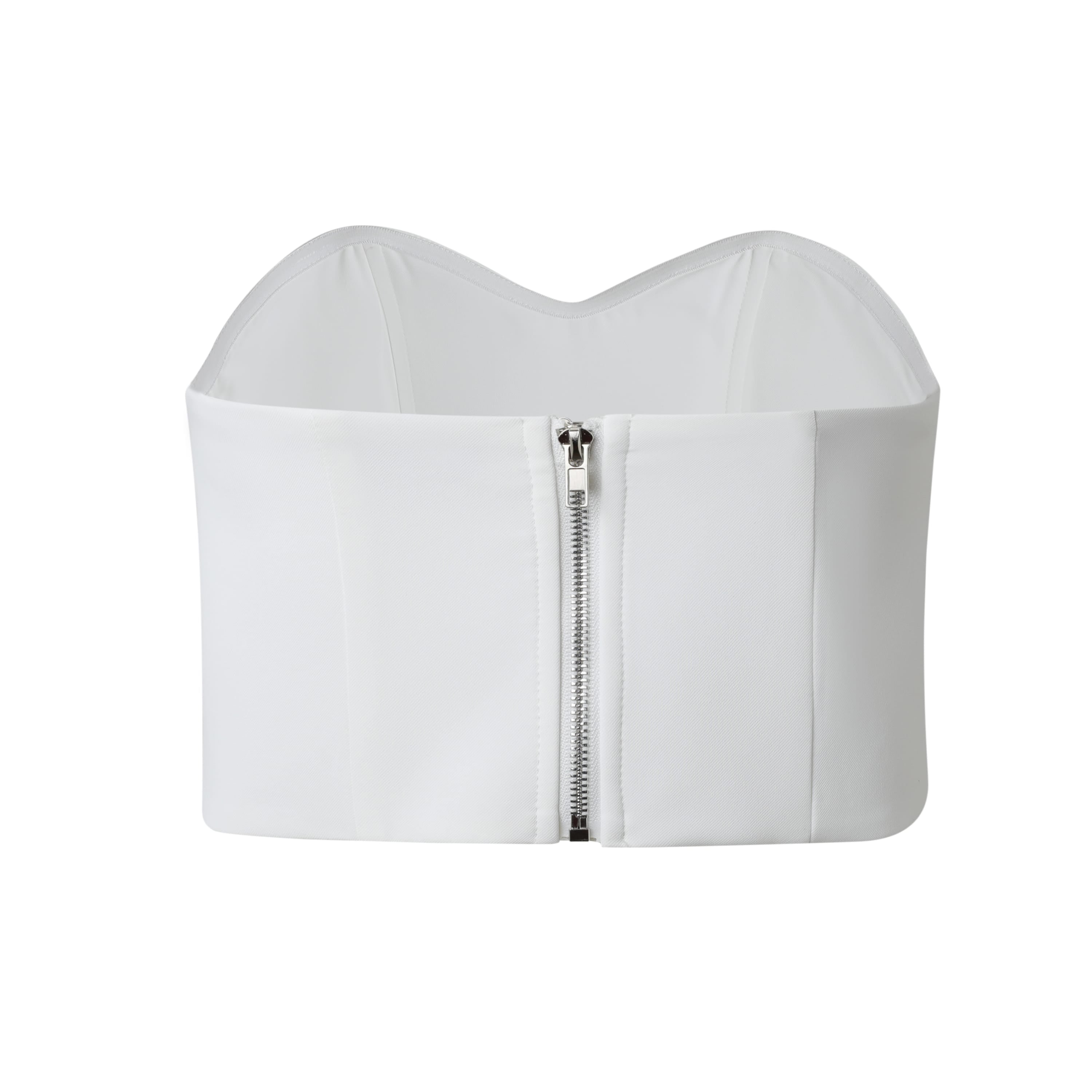 SYLC Designs Womens White Crop Suiting Bustier