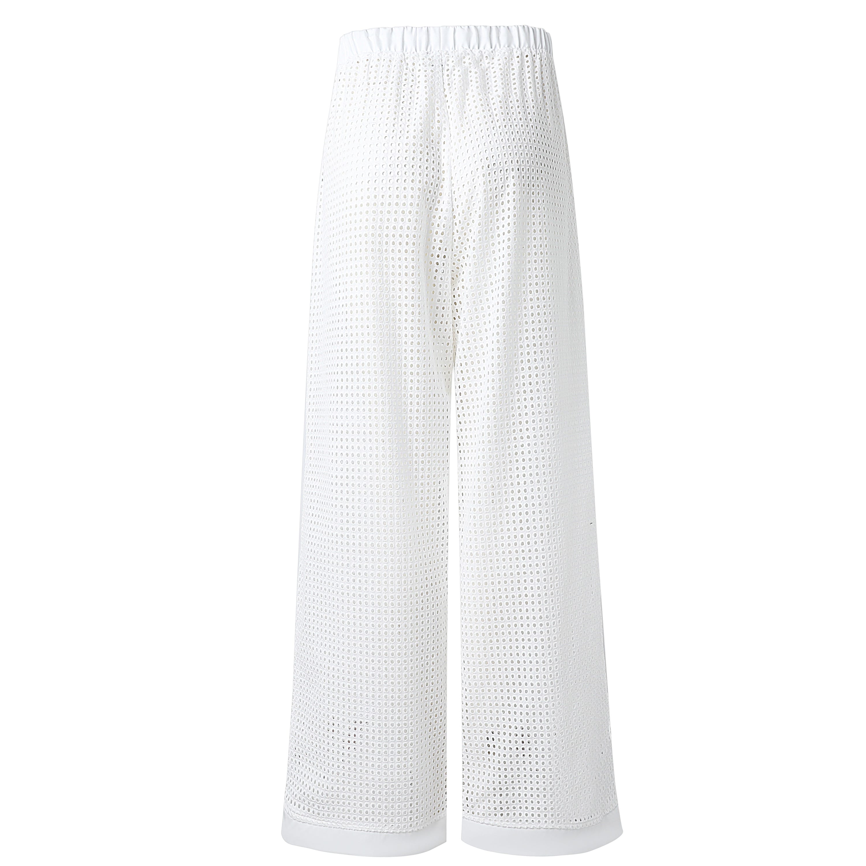 Sylc Designs Womens White Eyelet Elastic Beach Pants