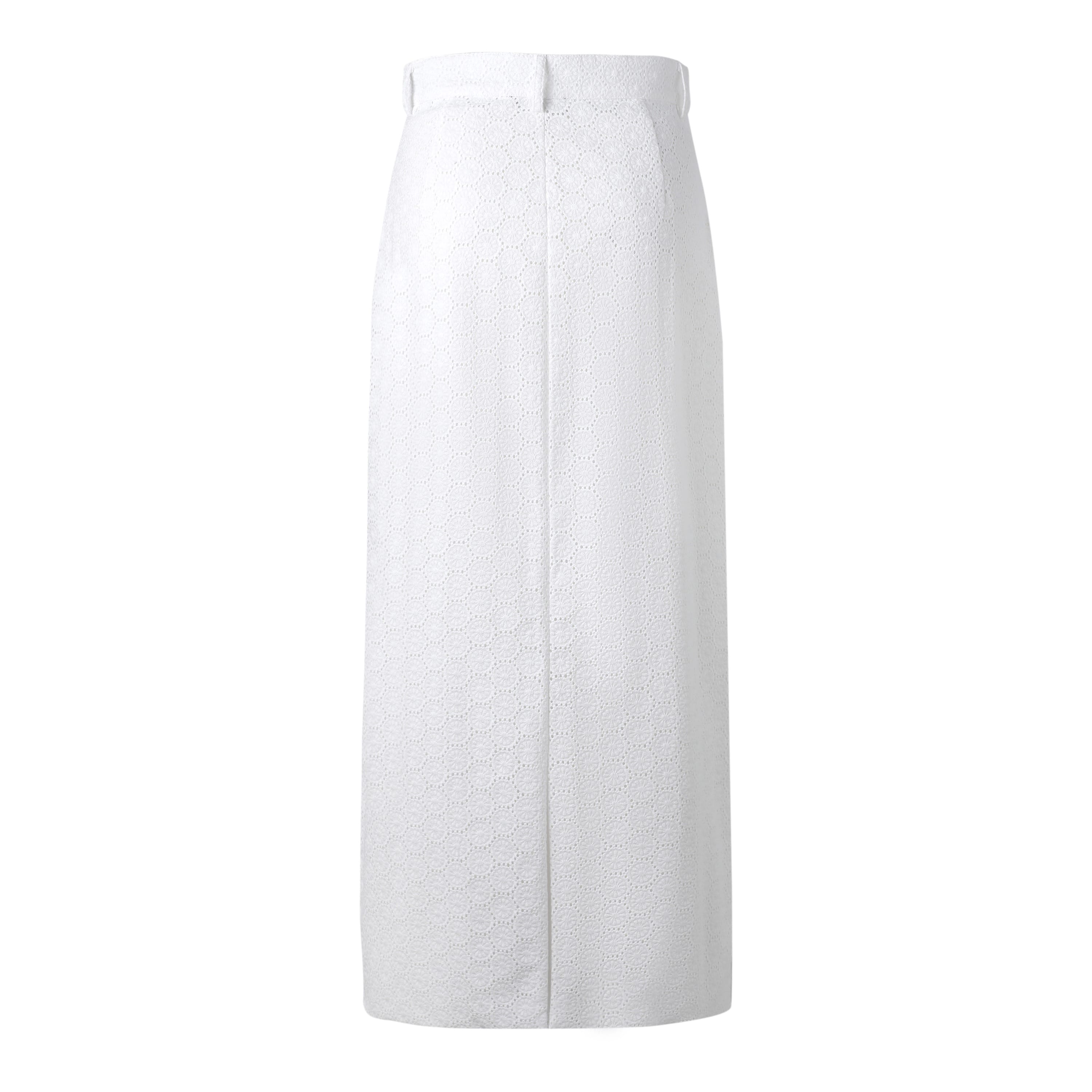 SYLC Designs Womens White Eyelet Maxi Skirt