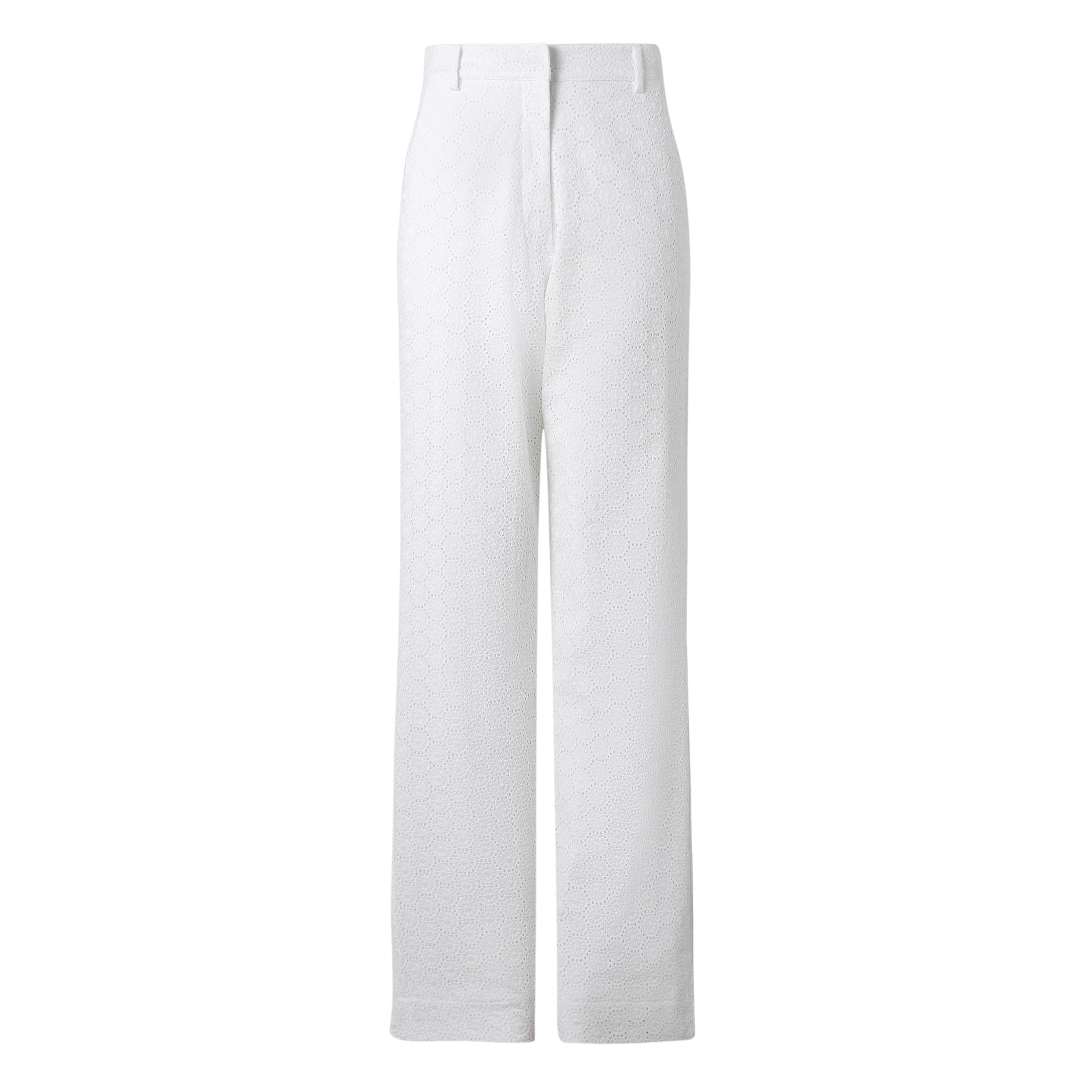 SYLC Designs Womens White Eyelet Trousers