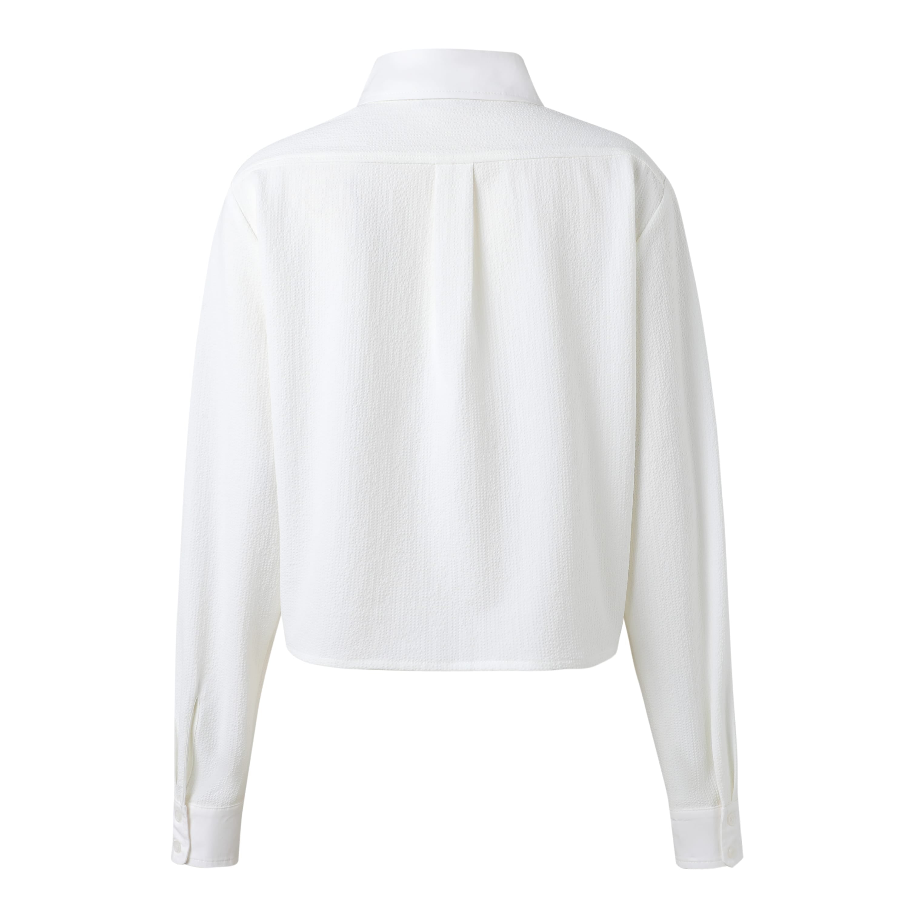 SYLC Designs Womens White Seersucker Button Down
