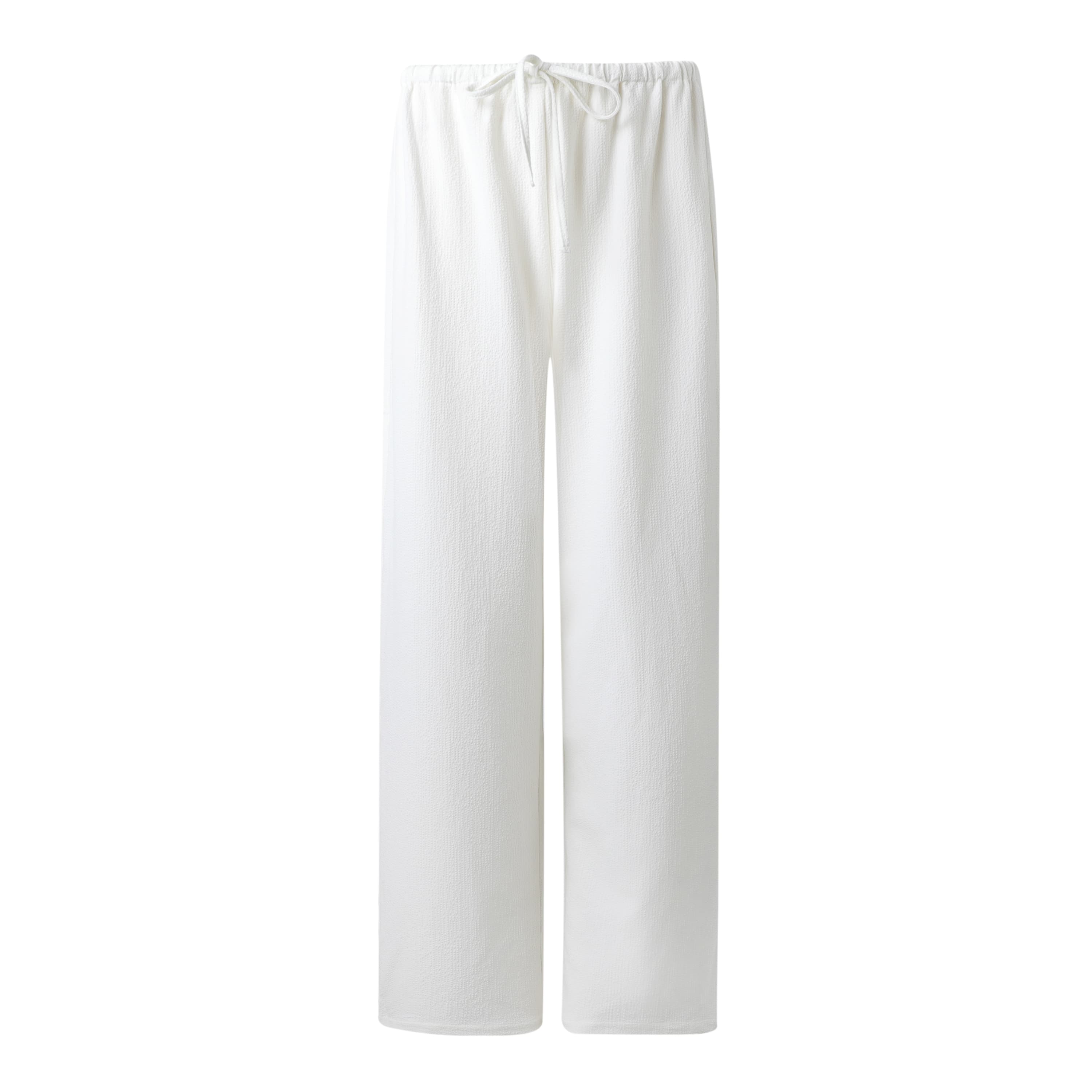 Sylc Designs Womens White Seersucker Elastic Beach Pants