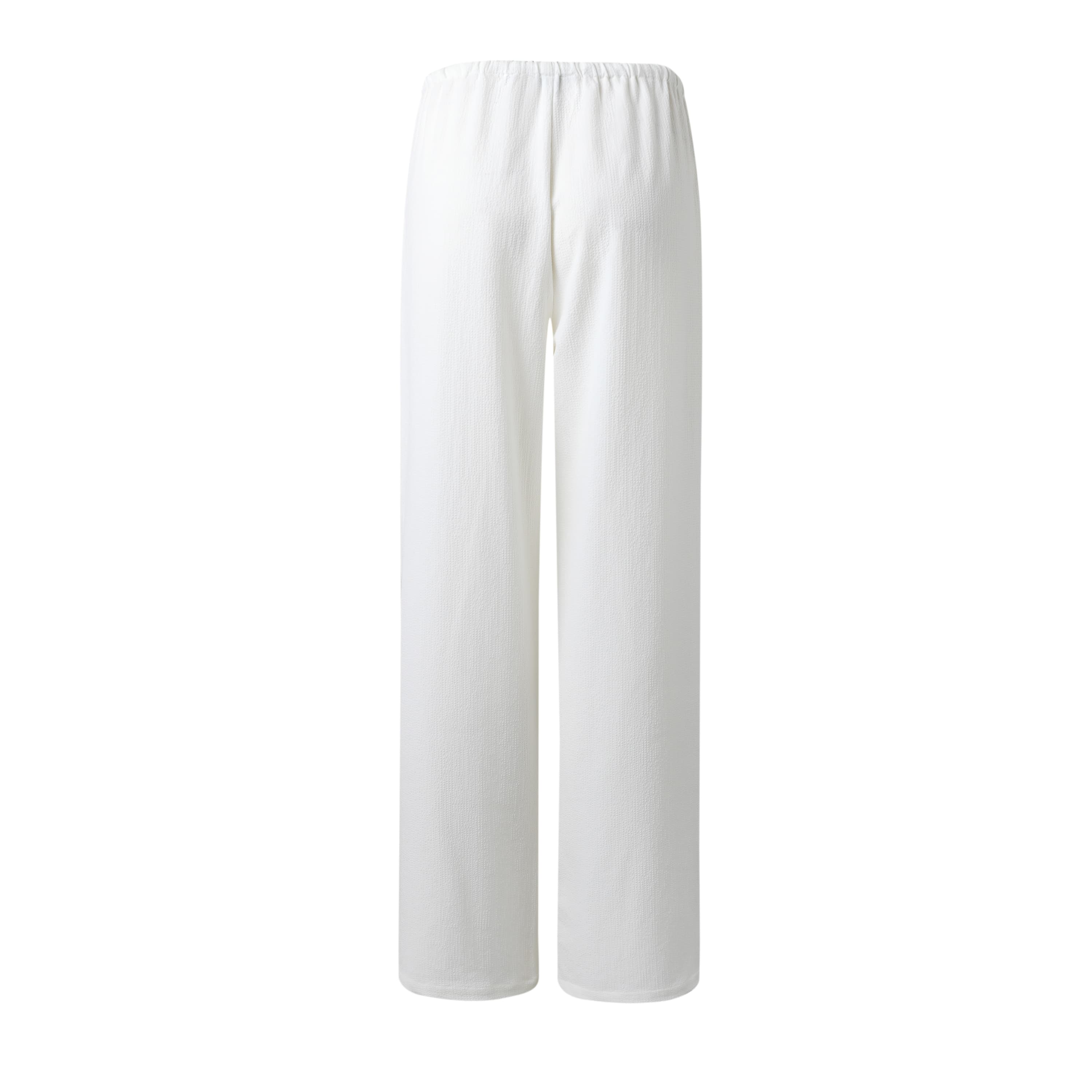 Sylc Designs Womens White Seersucker Elastic Beach Pants