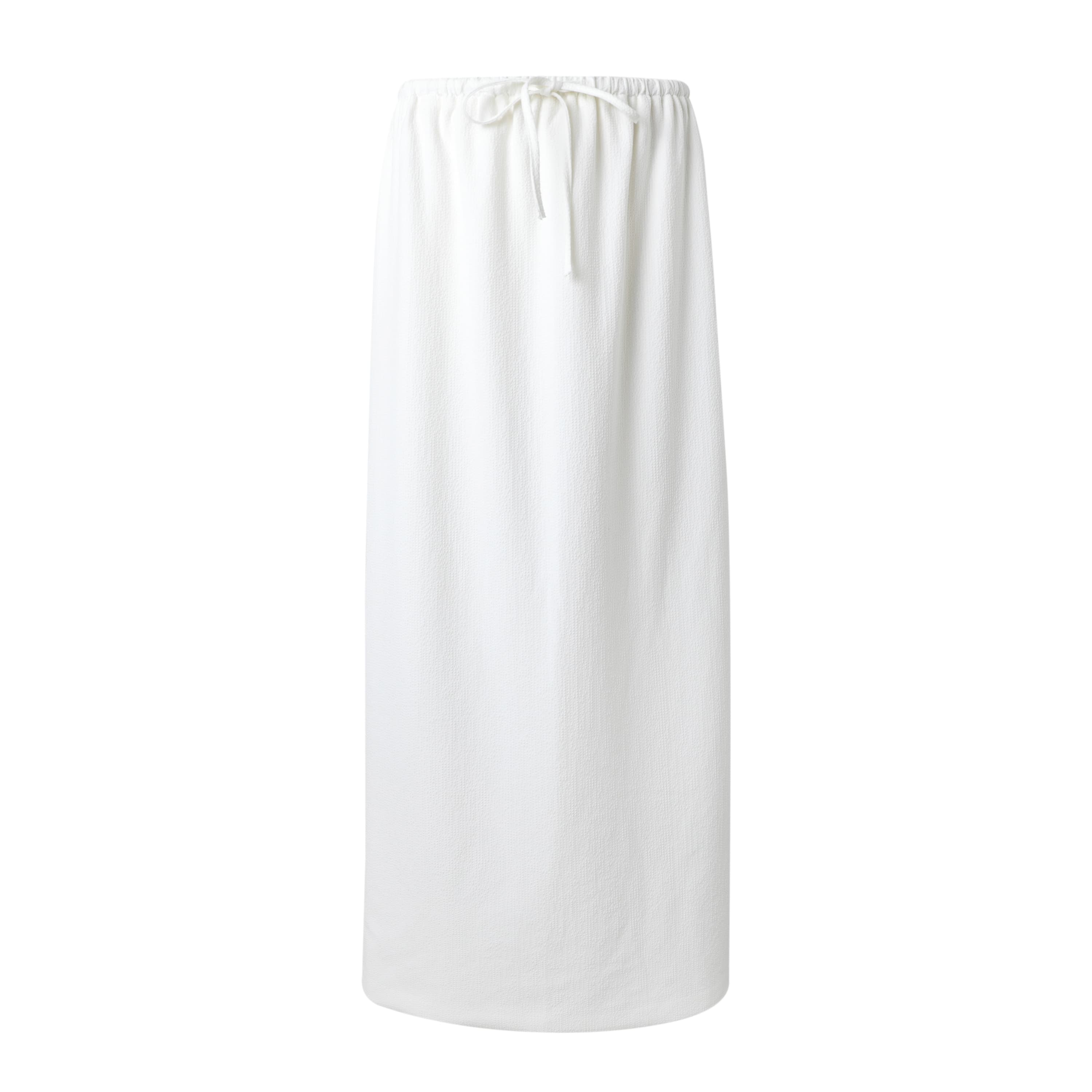 Sylc Designs Womens White Seersucker Elastic Maxi Skirt