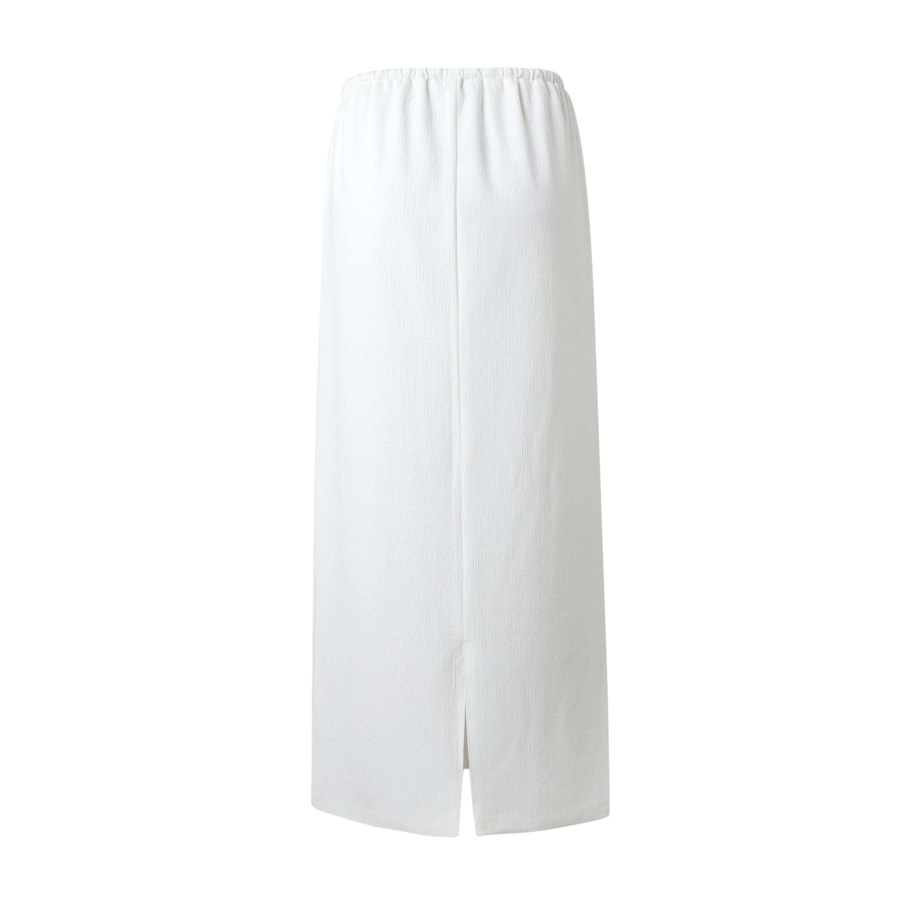 Sylc Designs Womens White Seersucker Elastic Maxi Skirt