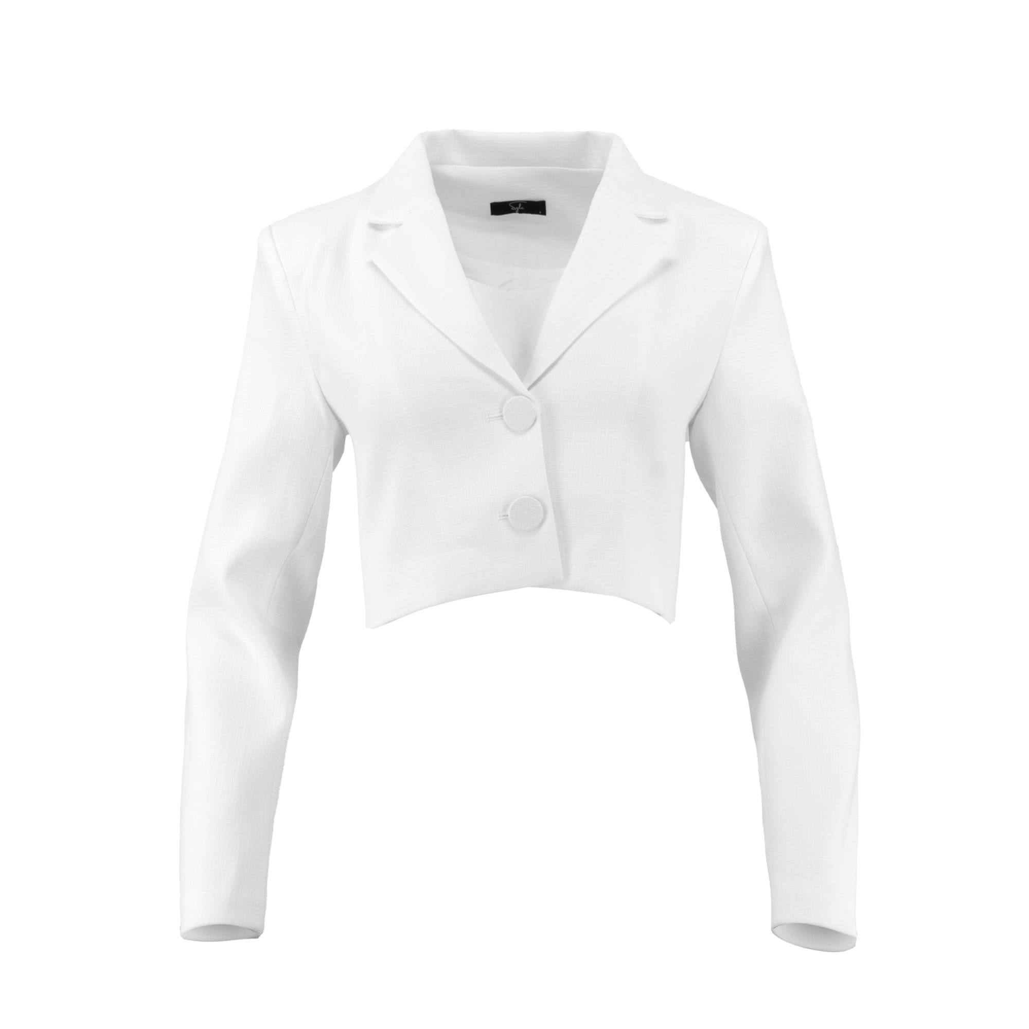 Sylc Designs Womens White Summer Blend Cropped Blazer