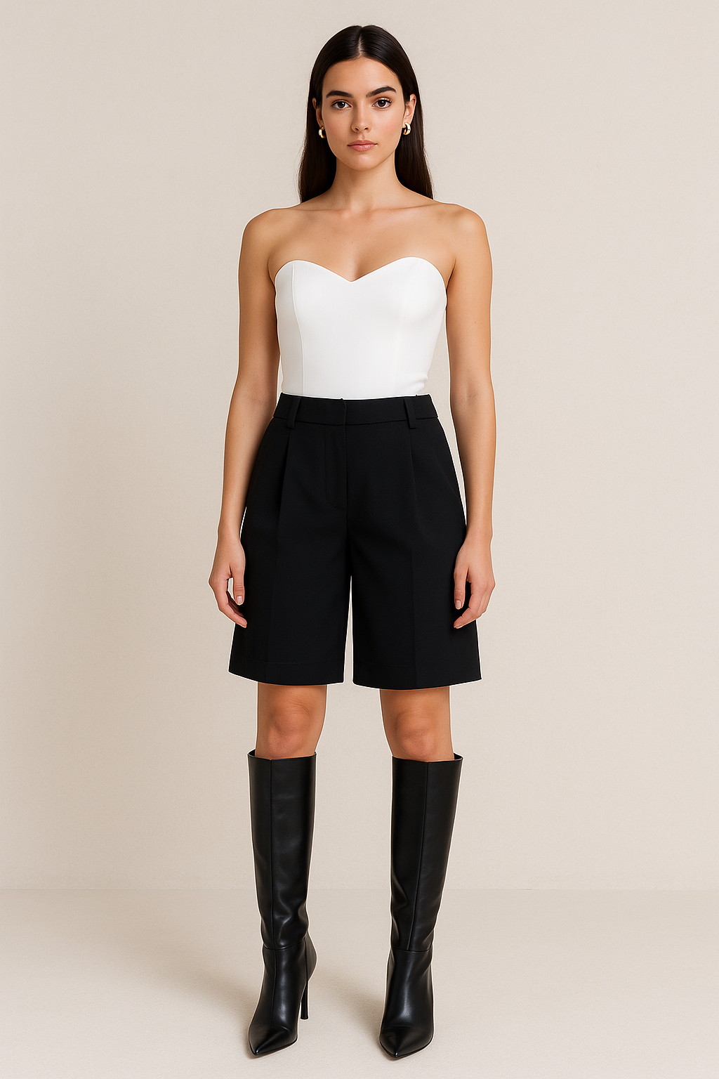 womens black suiting long shorts