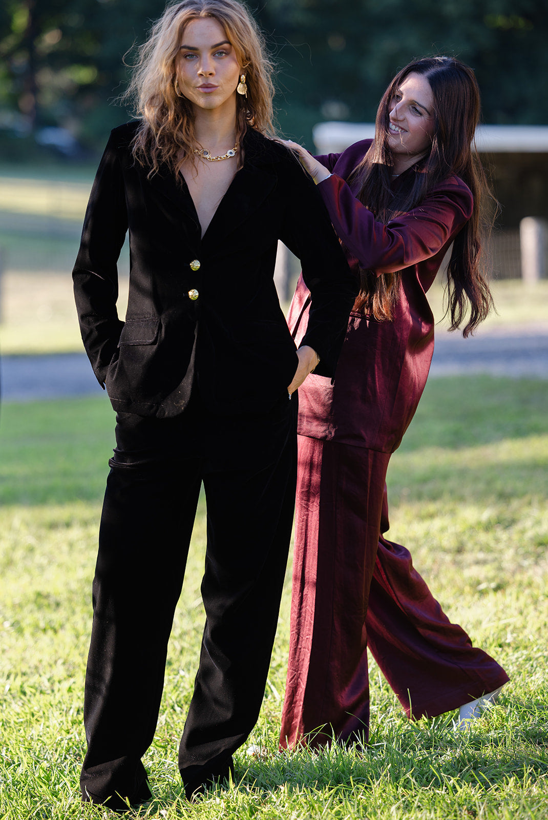 black velvet pant suit